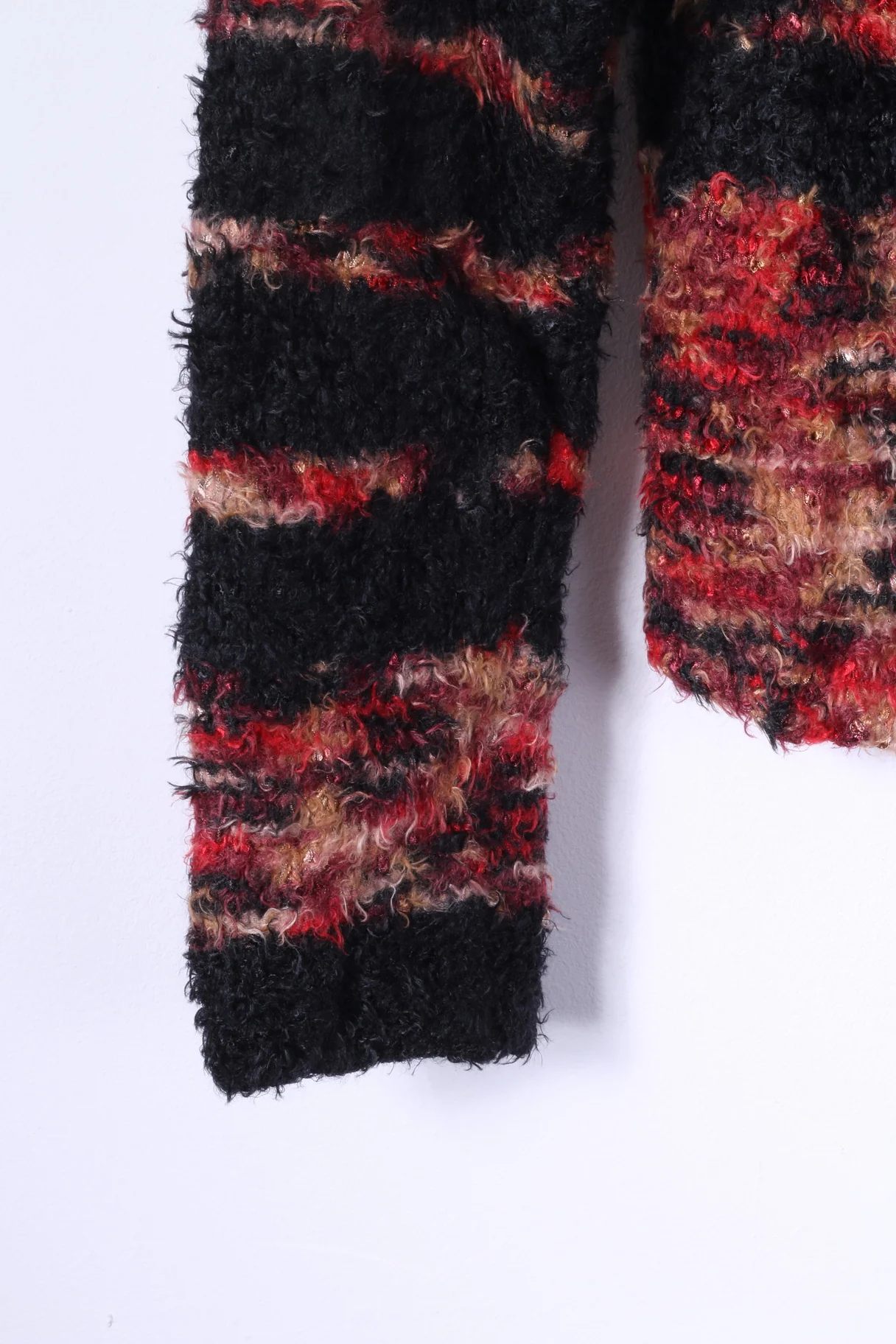 Vintage Womens S/M Cardigan Black Open Front Mohair Heavy Warm Sweater - Image 3