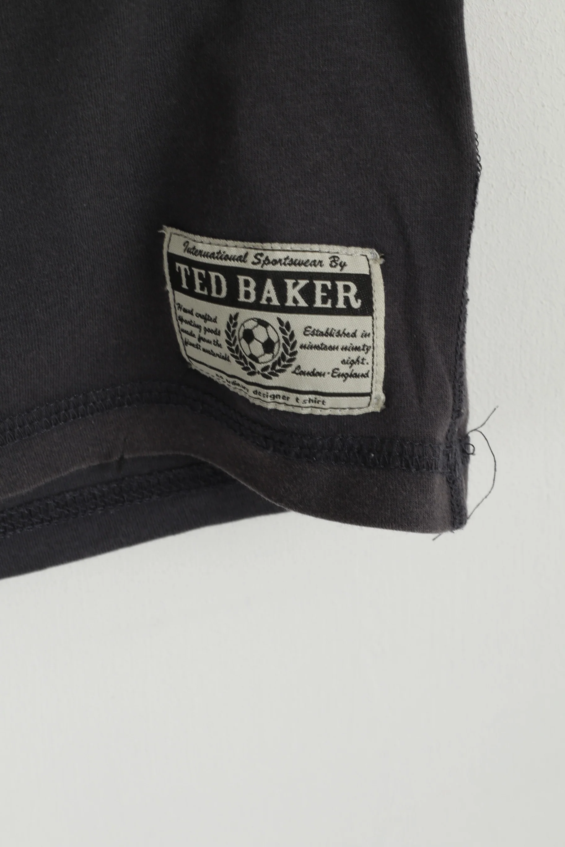 Ted Baker Men 4 L T-Shirt Grey Cotton Graphic Football Club Sportswear Top - Image 3