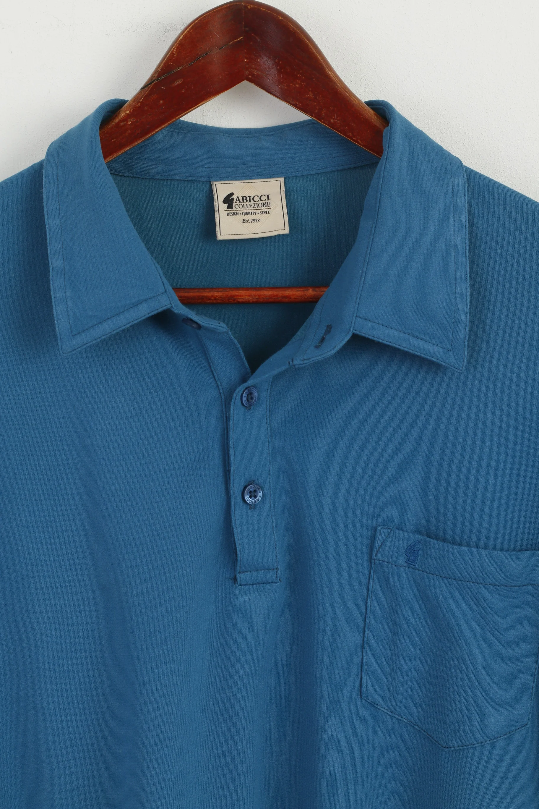 GABICCI Collezione Men XL Polo Shirt Sea Green Cotton Soft Detailed Buttons Top - Image 2