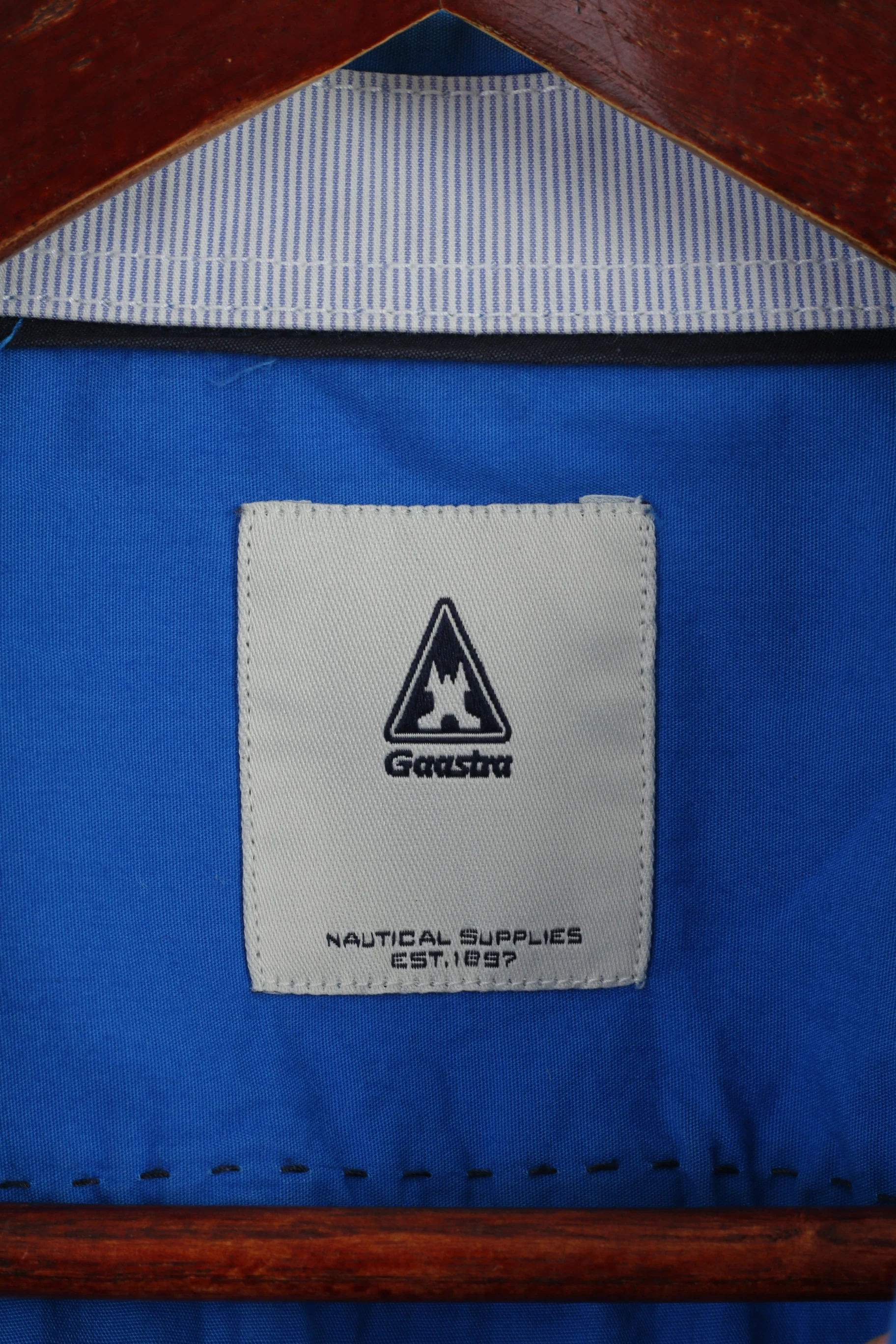 Gaastra Men XL Casual Shirt Blue Cotton Emroidered Port Noir Yachtclub Geneve Top - Image 5