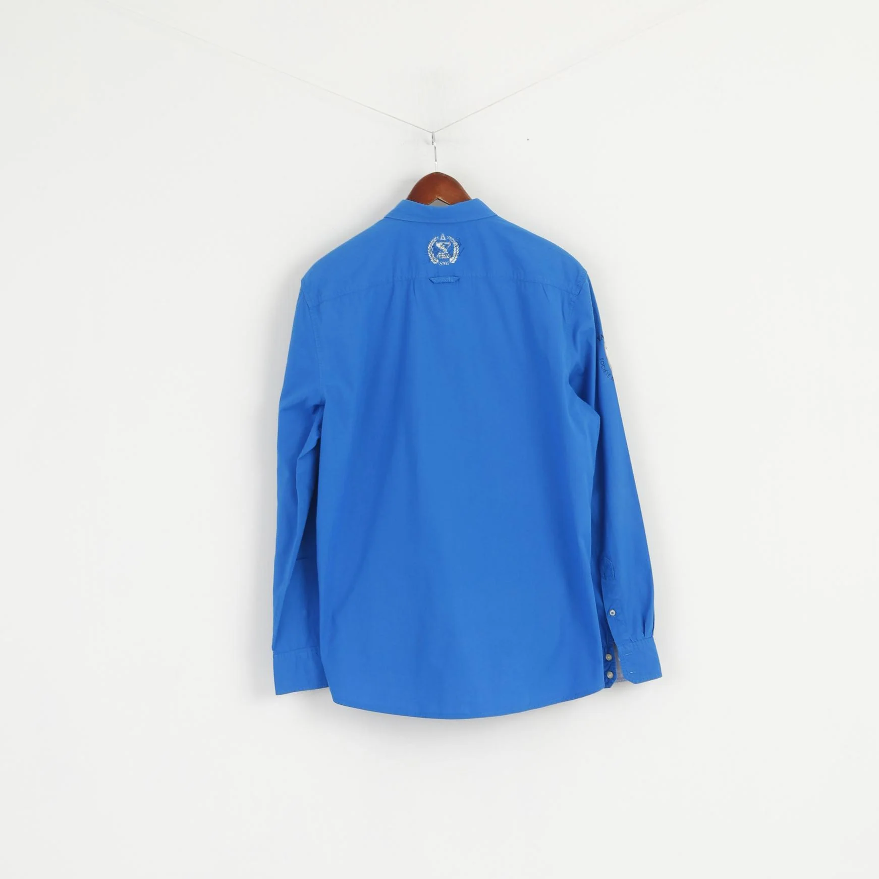 Gaastra Men XL Casual Shirt Blue Cotton Emroidered Port Noir Yachtclub Geneve Top - Image 8