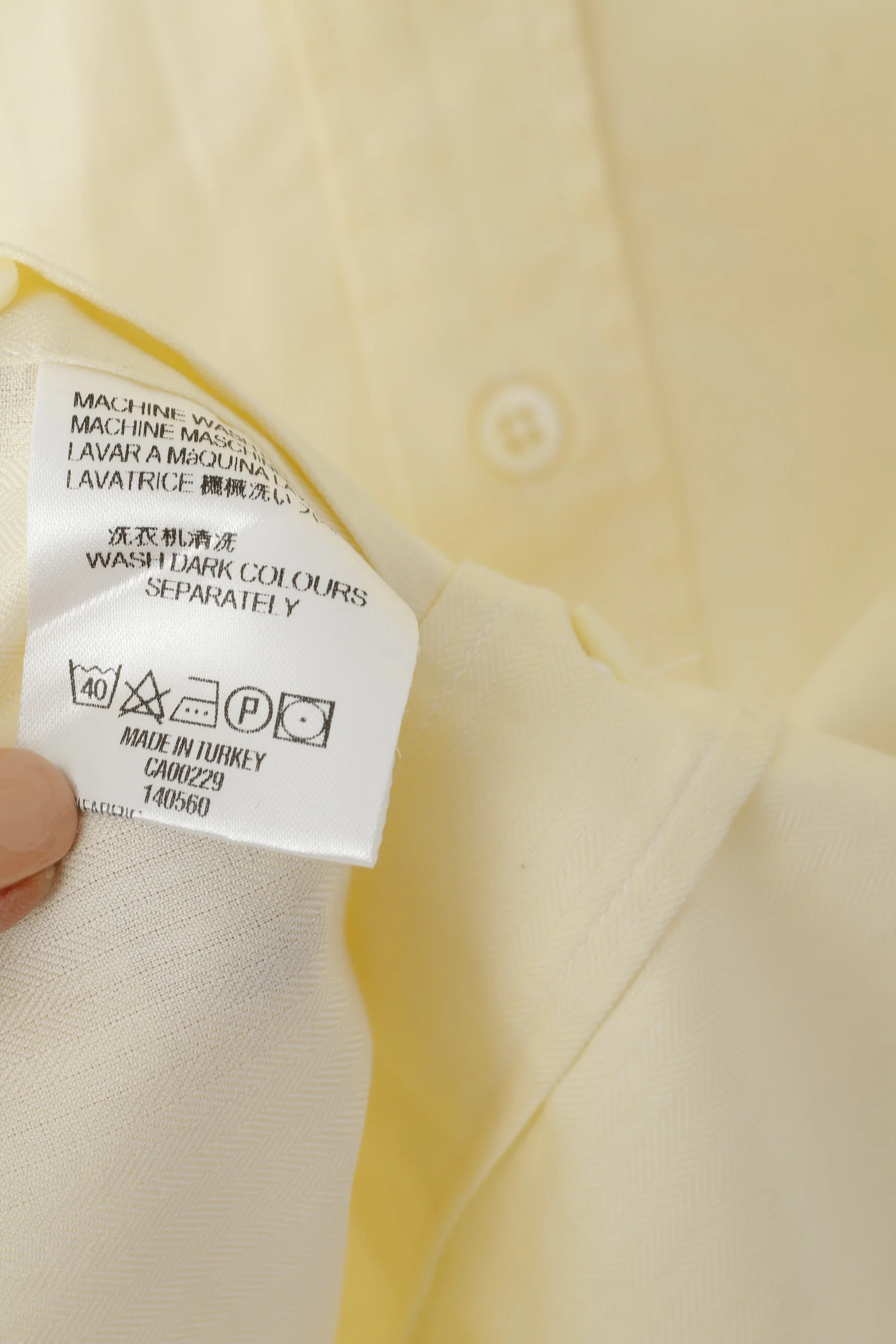 Aquascutum Men 17.5 45 XXL Casual Shirt Yellow Cotton Cuff Long Sleeve Top - Image 5