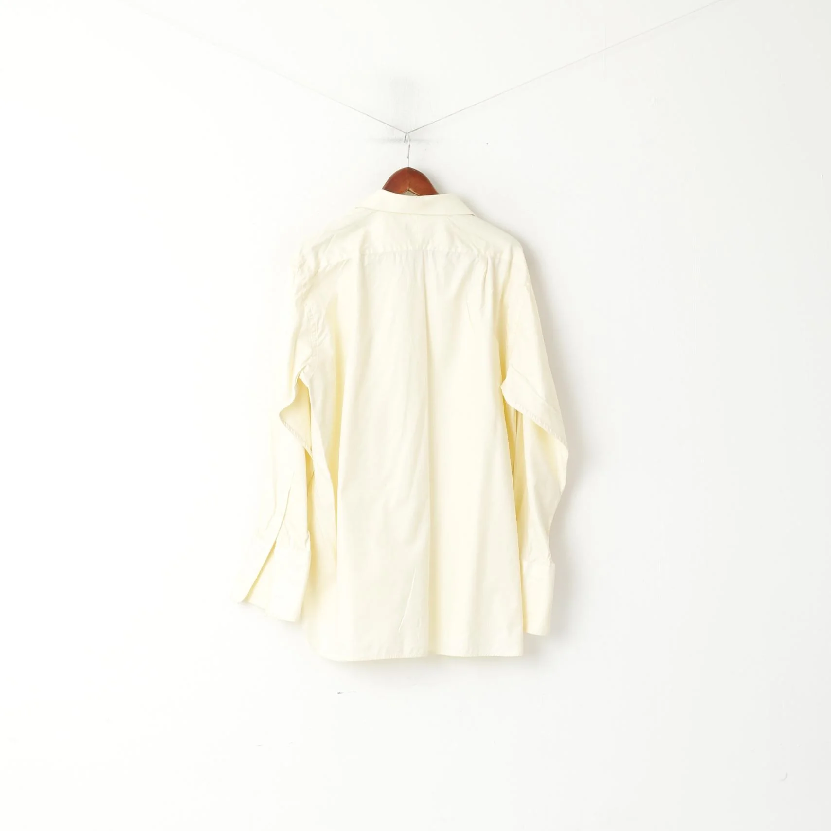 Aquascutum Men 17.5 45 XXL Casual Shirt Yellow Cotton Cuff Long Sleeve Top - Image 6