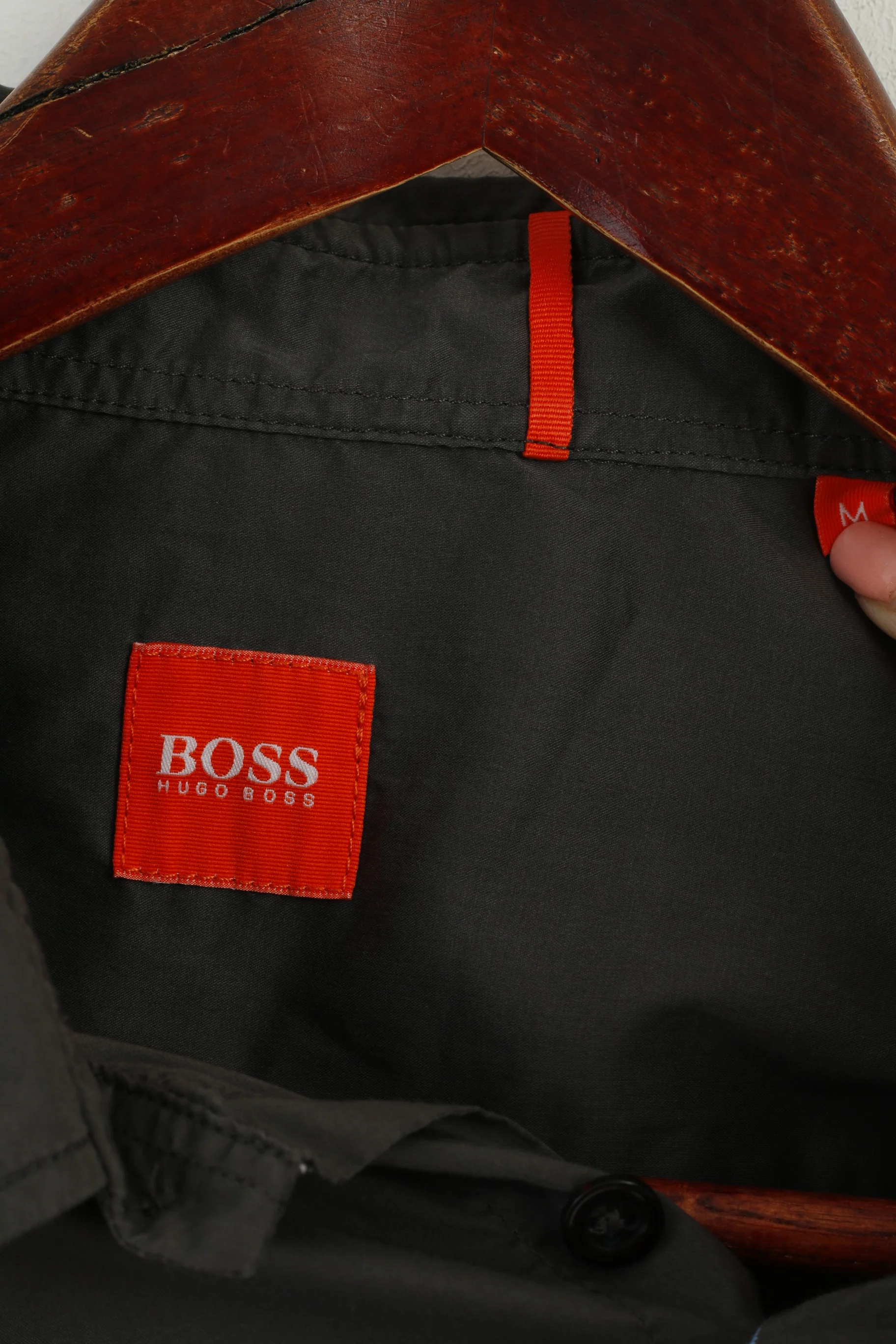 Hugo Boss Men M Casual Shirt Gray Cotton Nylon Blend Soft Long Sleeve Fit Top - Image 4