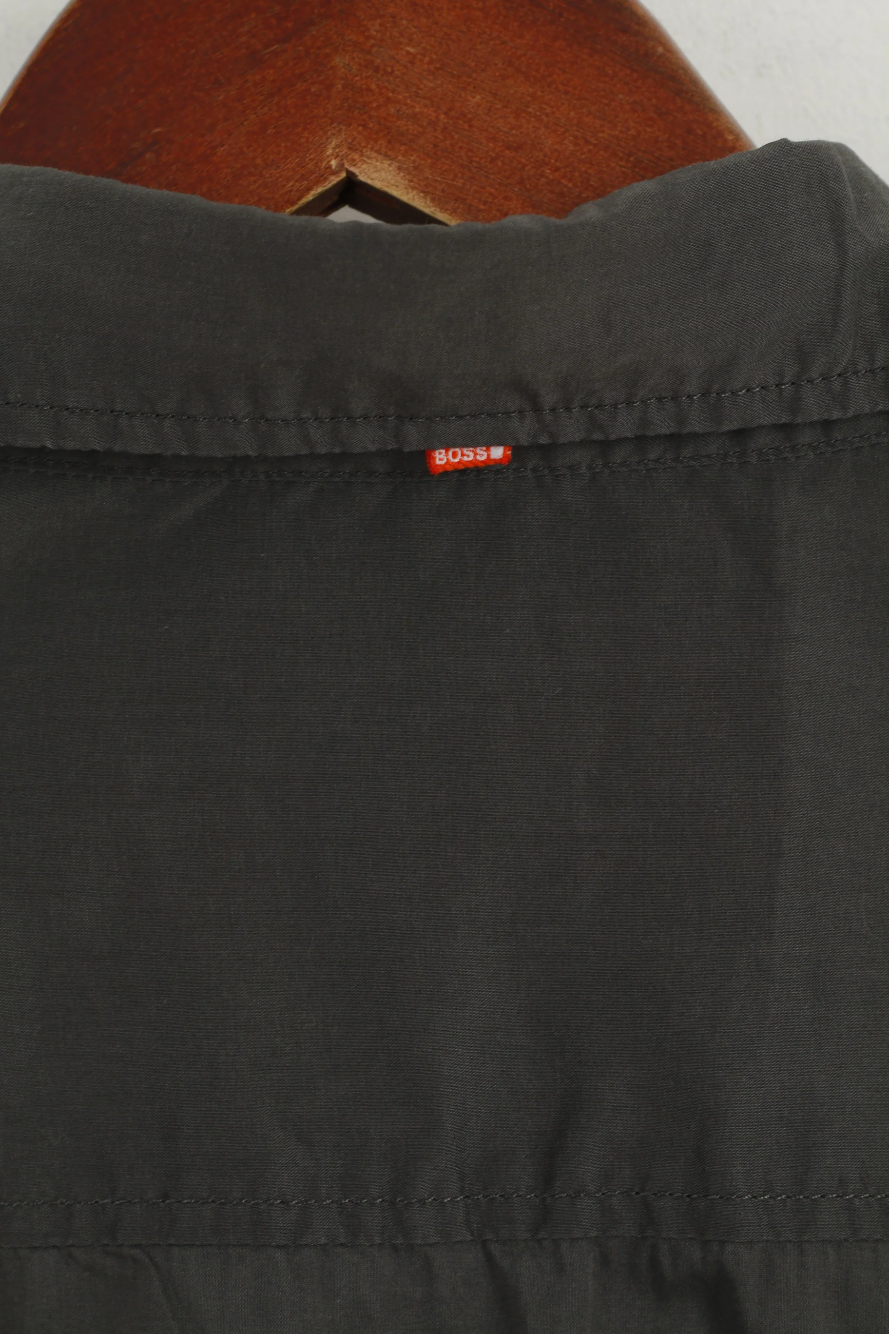 Hugo Boss Men M Casual Shirt Gray Cotton Nylon Blend Soft Long Sleeve Fit Top - Image 6