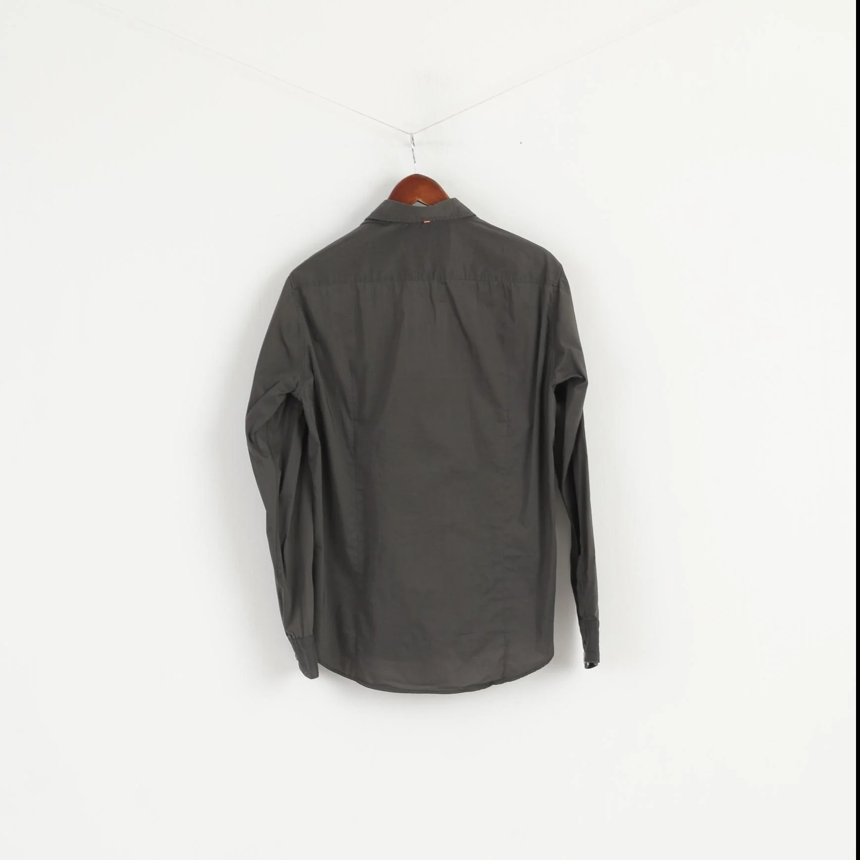 Hugo Boss Men M Casual Shirt Gray Cotton Nylon Blend Soft Long Sleeve Fit Top - Image 7