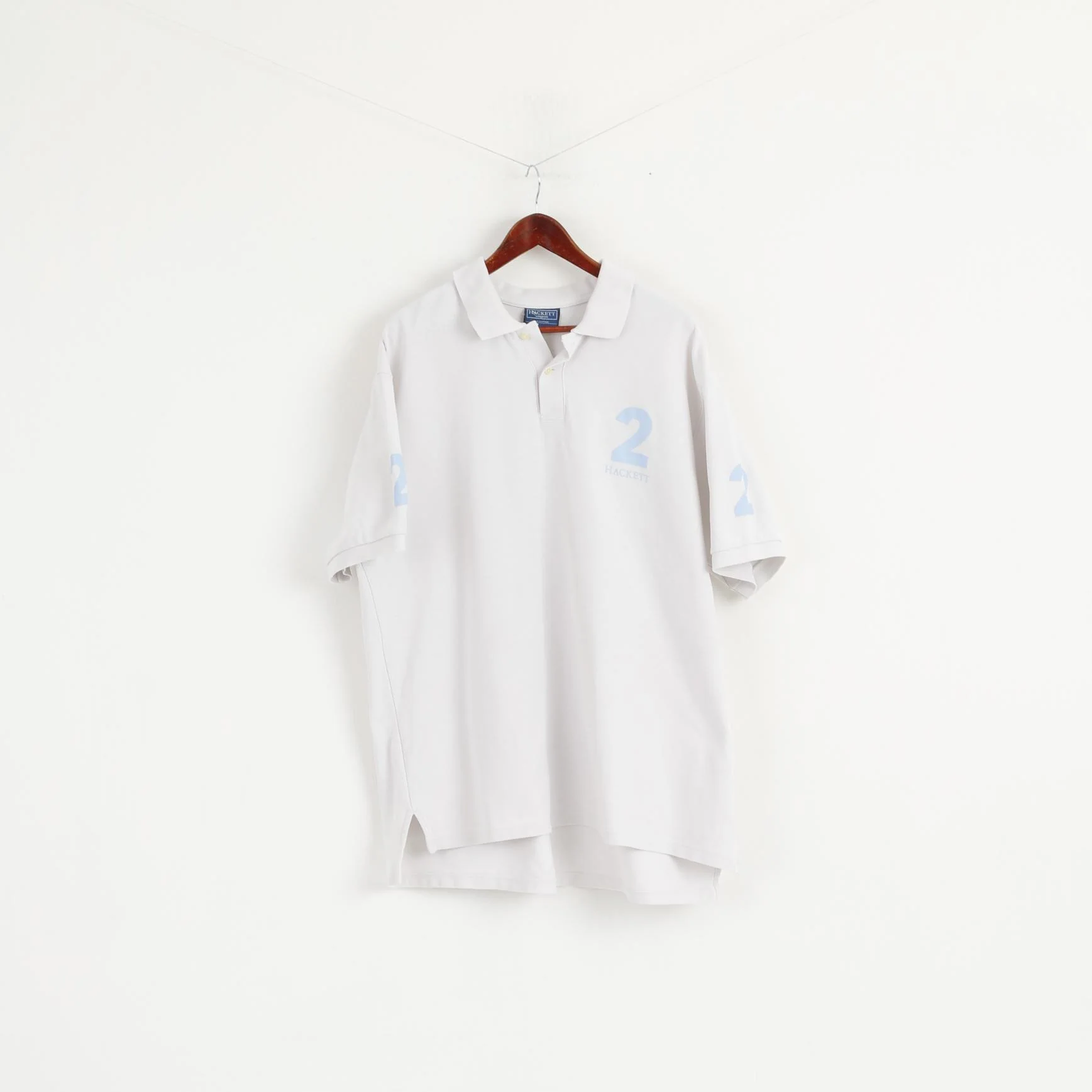 Hackett London Men XXL (XXXL) Polo Shirt White Cotton #2 Short Sleeve Top