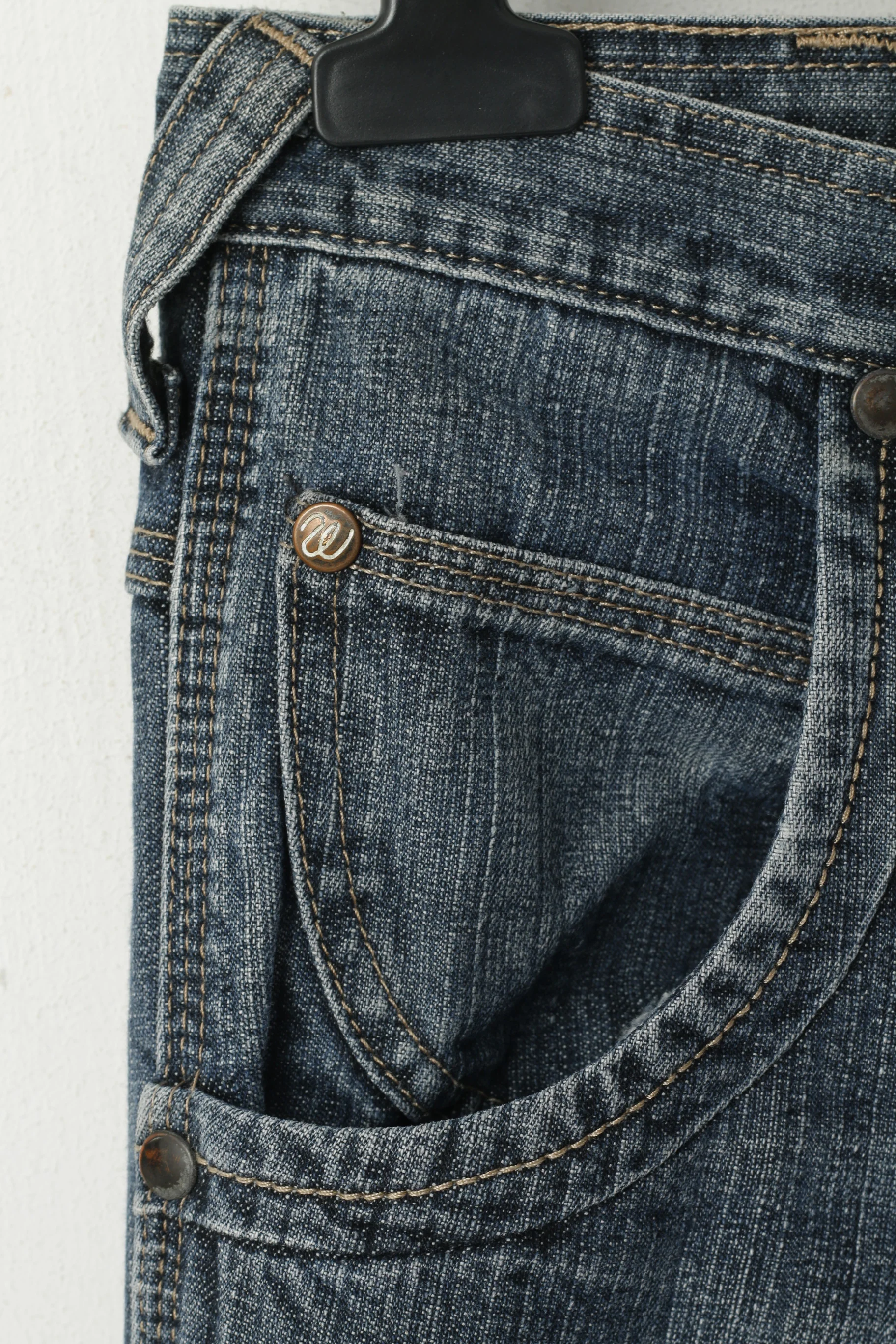 Wrangler Men W 31 L 31 Jeans Trousers Navy Cotton Denim Vintage Straight Pants - Image 2