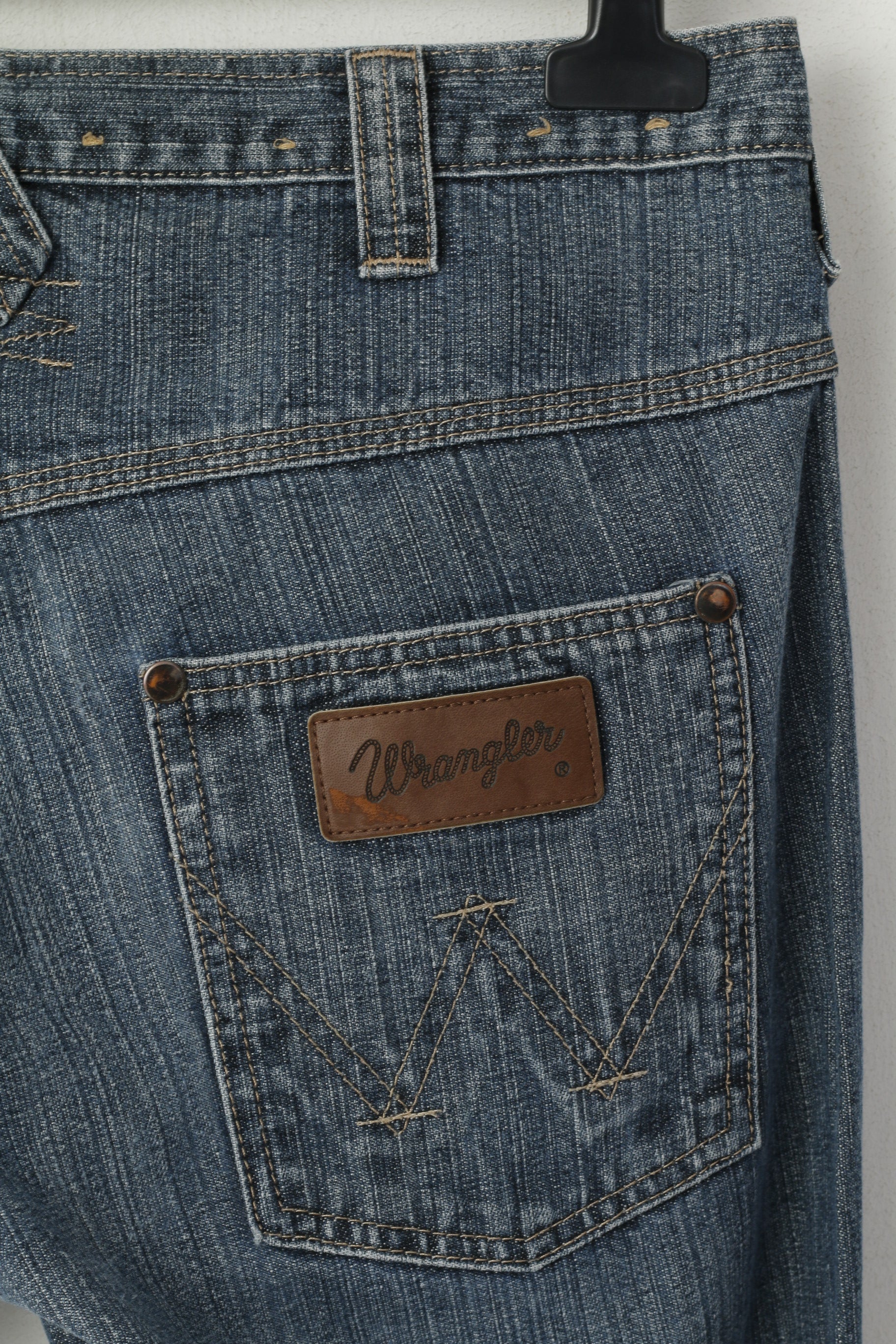 Wrangler Men W 31 L 31 Jeans Trousers Navy Cotton Denim Vintage Straight Pants - Image 5