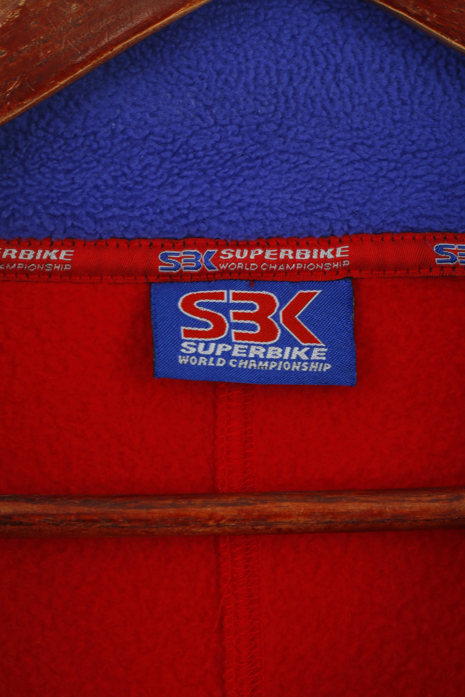 Superbike Men L Fleece Top Red Vintage SBK Zip Neck World Chempionship Sweatshirt - Image 4