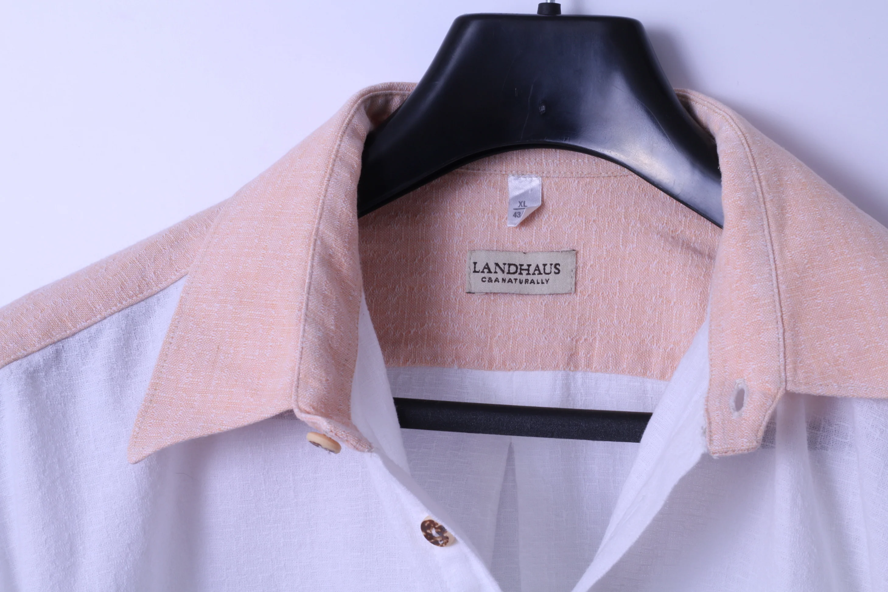 LANDHAUS C&A Naturally Mens XL 43/44 Casual Shirt White Cotton Tyrol Ebroidered Top - Image 3