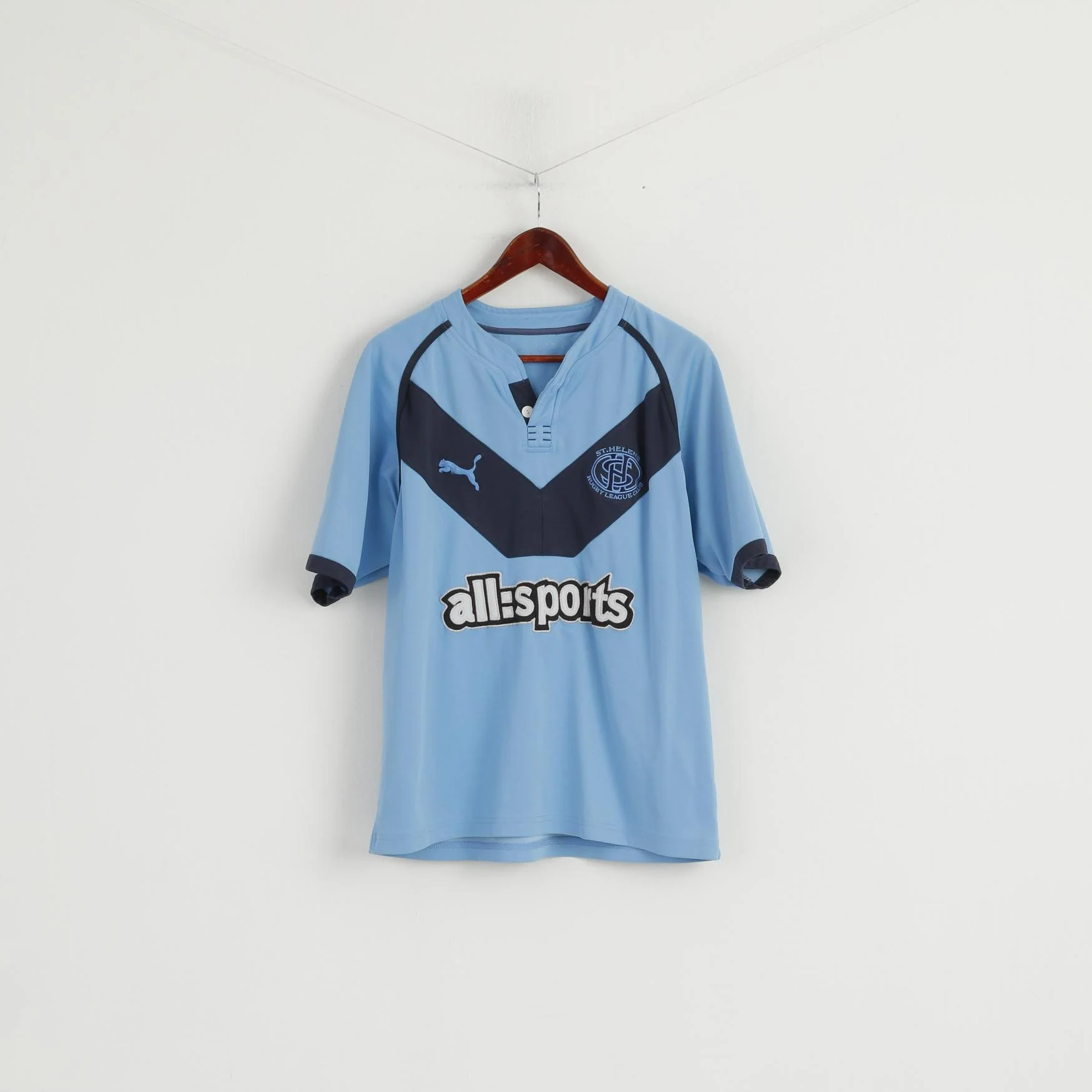 Puma Men M Shirt Blue St. Helens Rugby League Club Sport Short Sleeve Top