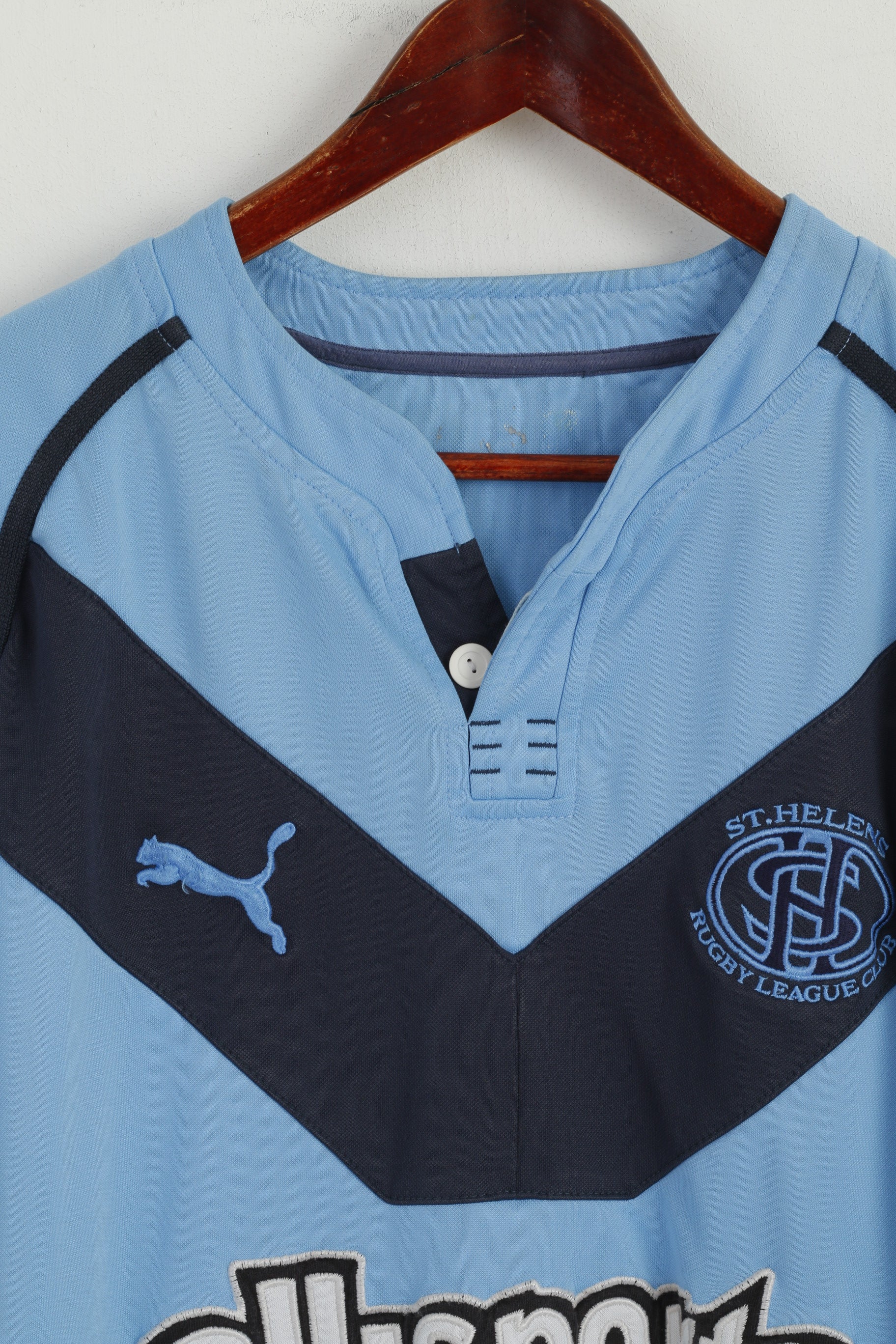 Puma Men M Shirt Blue St. Helens Rugby League Club Sport Short Sleeve Top - Image 2