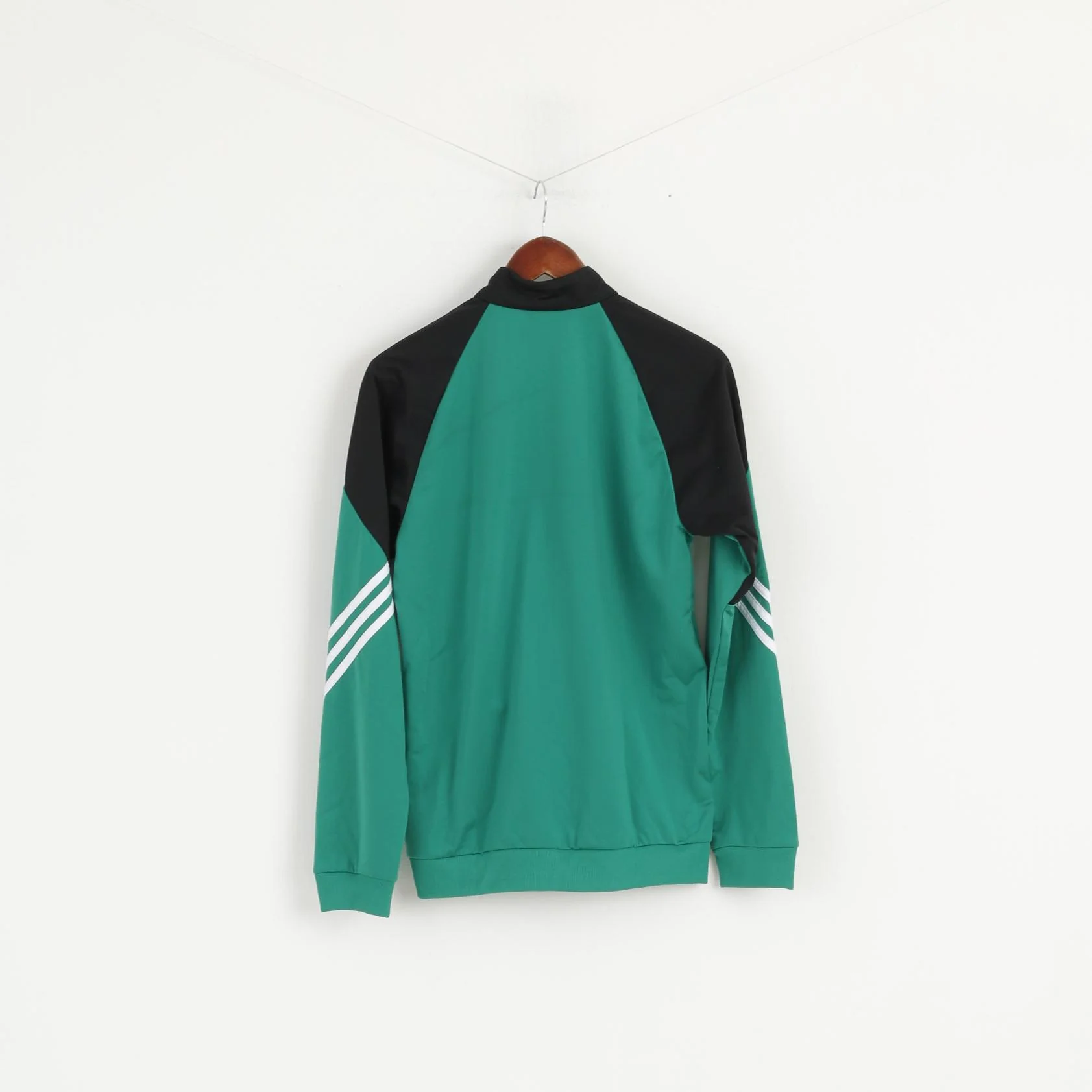 Adidas Men S Sweatshirt Green Shiny Slim Fit Full Zipper Classic Track Top - Image 6