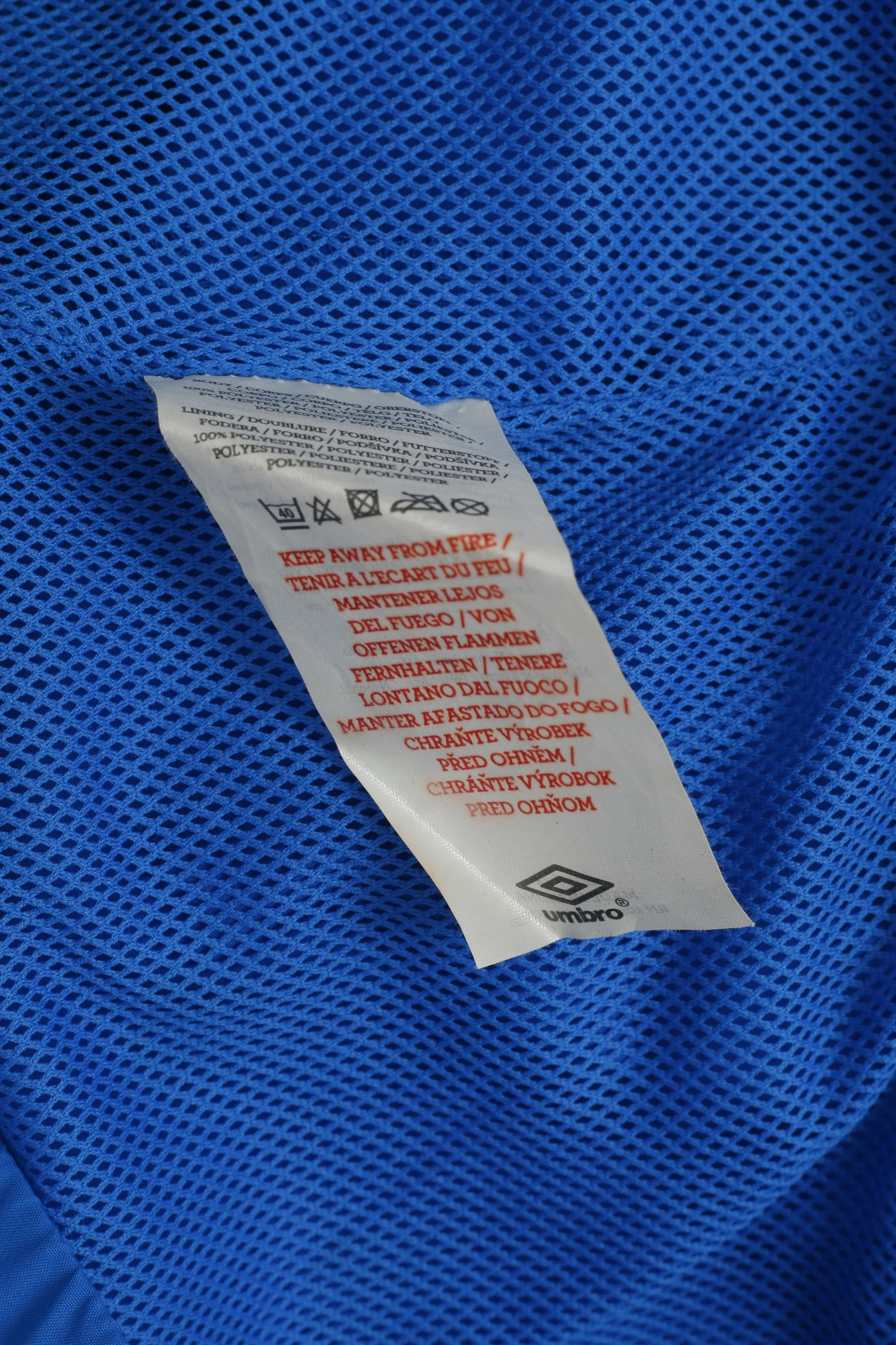 Umbro Men M Jacket Blue National England Team Full Zipper Hooded Mesh Lined Top - Image 5