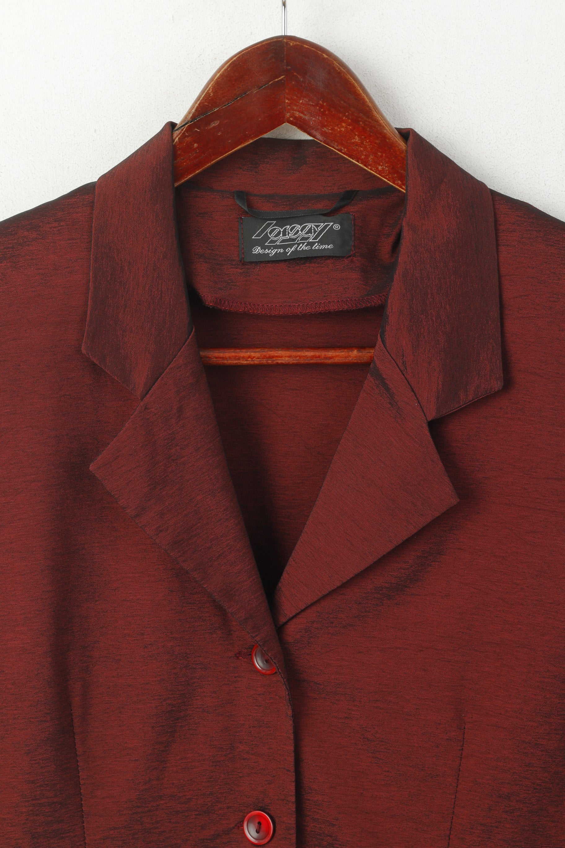 Orsay Women 36 S Blazer Maroon Shiny Shoulder Pads Viscose Elegant Jacket - Image 2