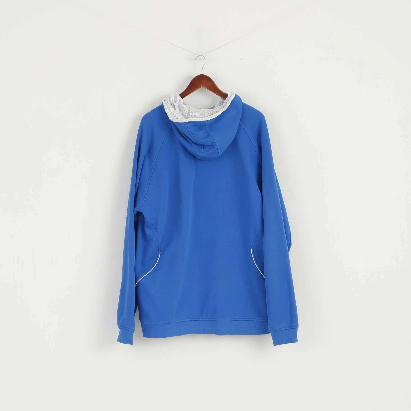 Reebok Men 2XL Sweatshirt Blue Cotton Hooded Kangaroo Pocket Active Sport Top - Image 6