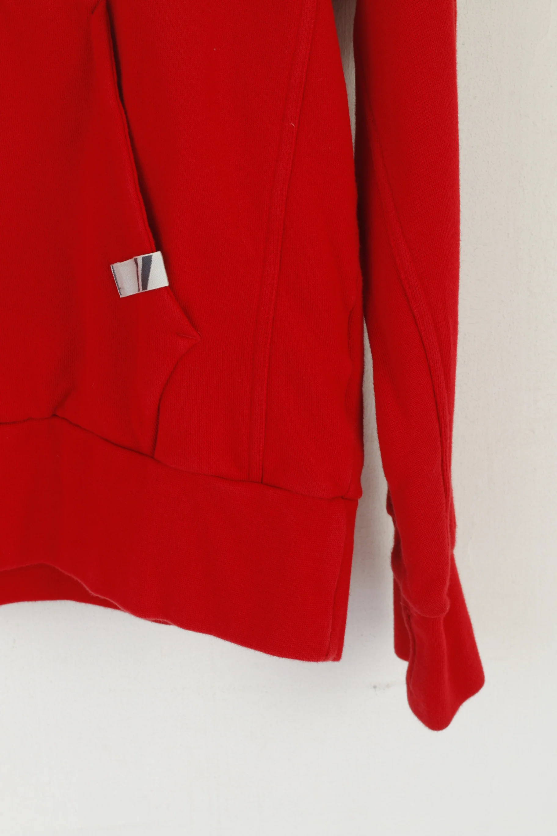 Adidas Women M Sweatshirt Red Cotton Kangaroo Pocket Hooded Oversize Sport Top - Image 3