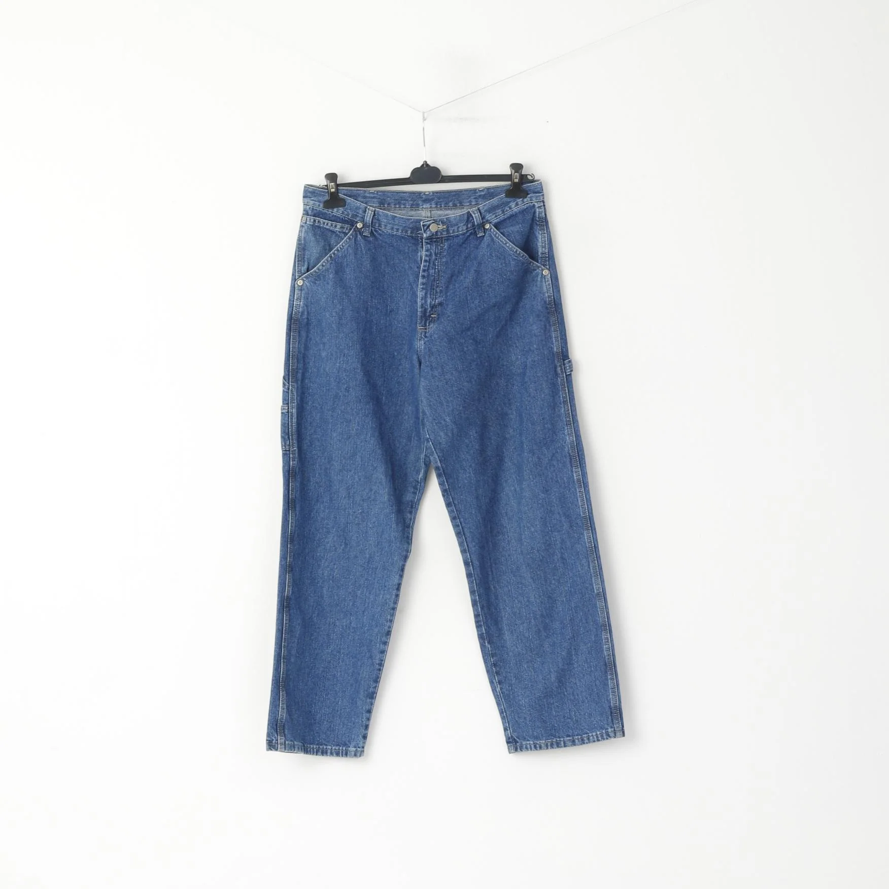Wrangler Men 34 Jeans Trousers Navy Denim Cotton Vintage Retro Pants