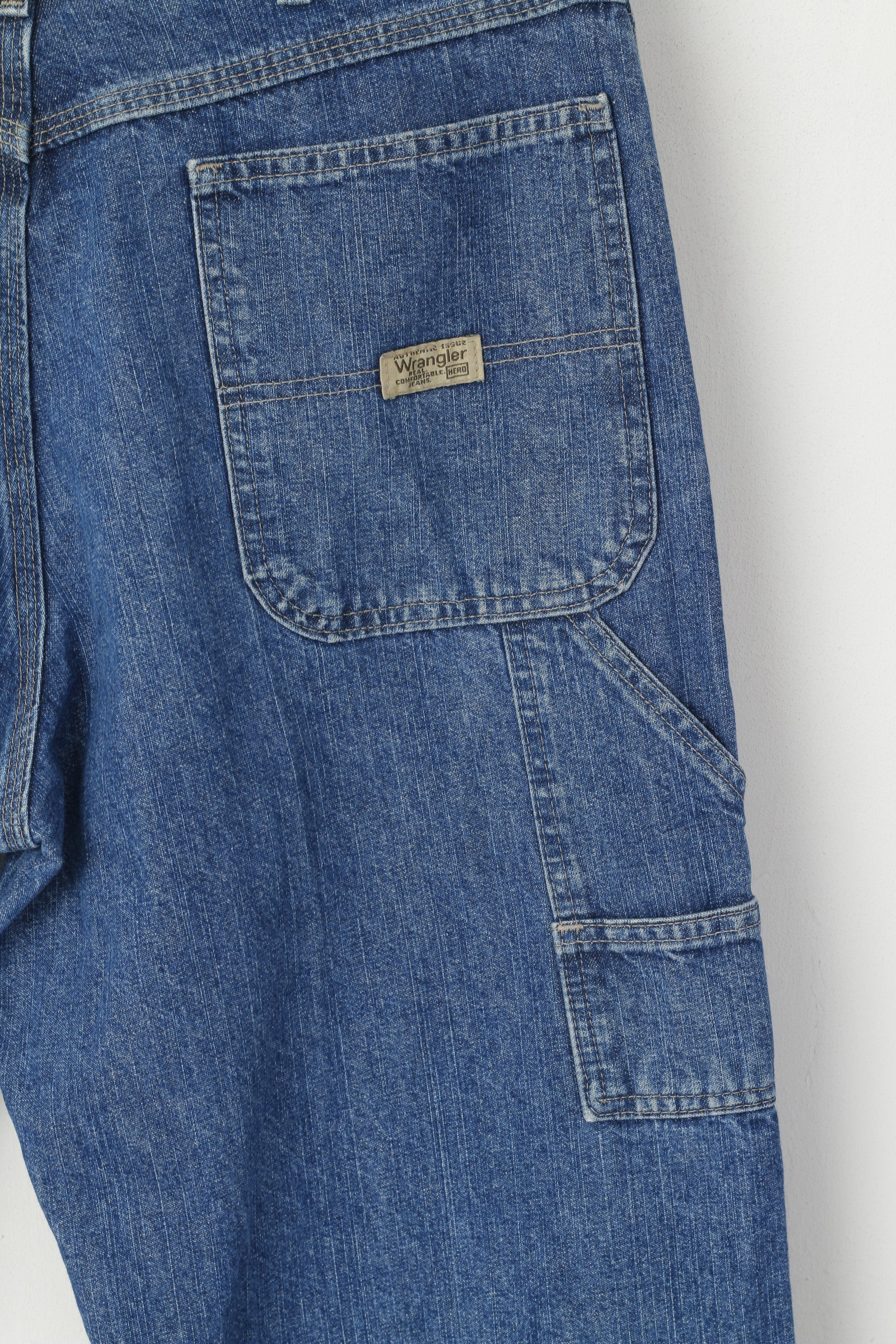 Wrangler Men 34 Jeans Trousers Navy Denim Cotton Vintage Retro Pants - Image 5