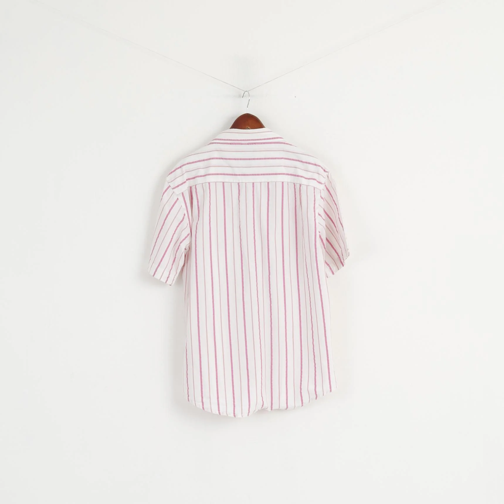 Fila Academy Men XL Casual Shirt White Pink Striped Biella Italy Cotton Top - Image 7
