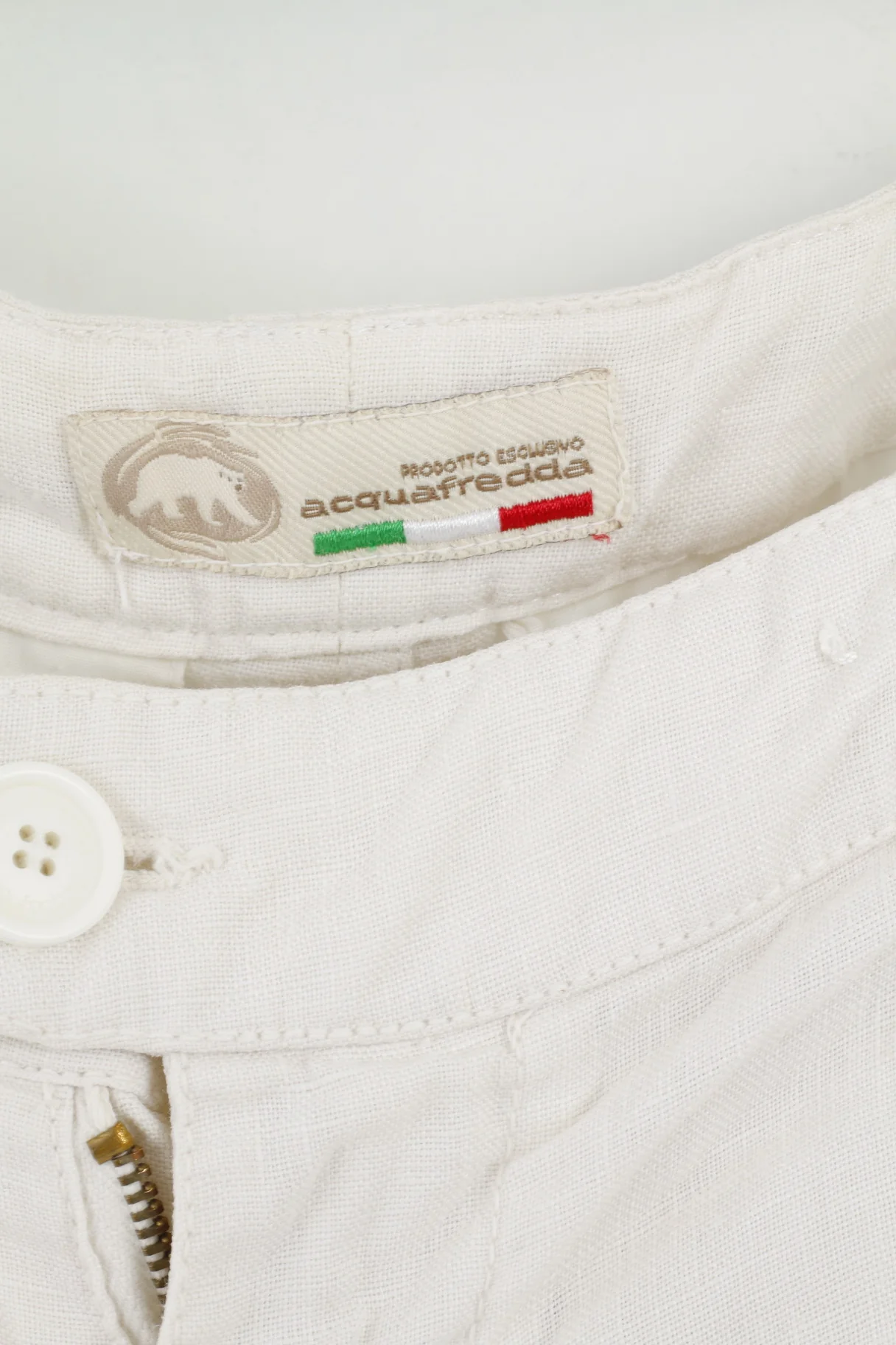 Acquafredda Mens 54 XL Shorts Beige 100% Linen Made in Italy Summer - Image 3