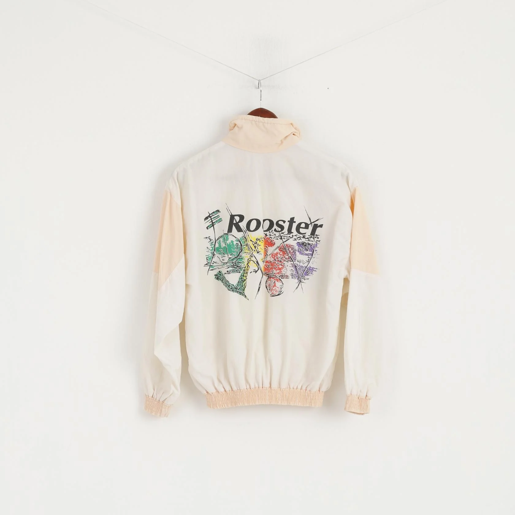 Rooster Women M Jacket Cream Tennis Festival Full Zipper Vintage 90s Germany Mode Top - Image 6