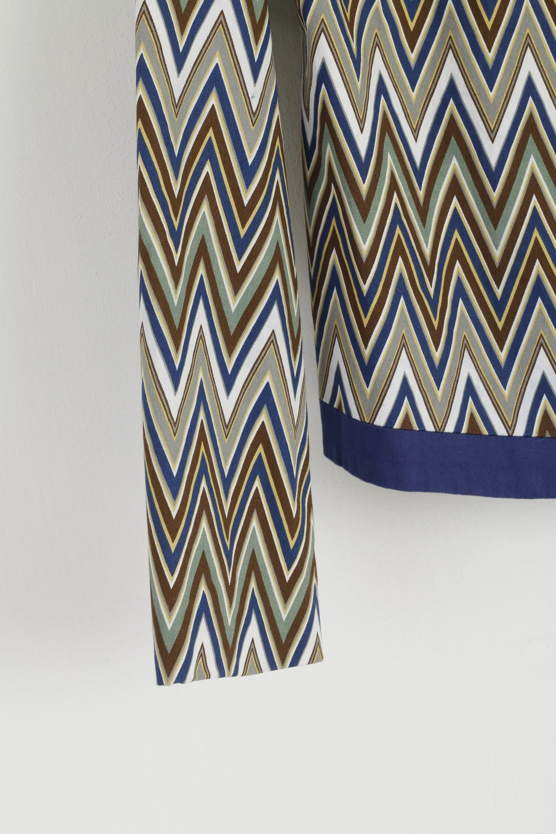 Vintage Womens 12 38 Jacket Blue Aztec Print Cotton Snaps Casual Blazer Top - Image 3