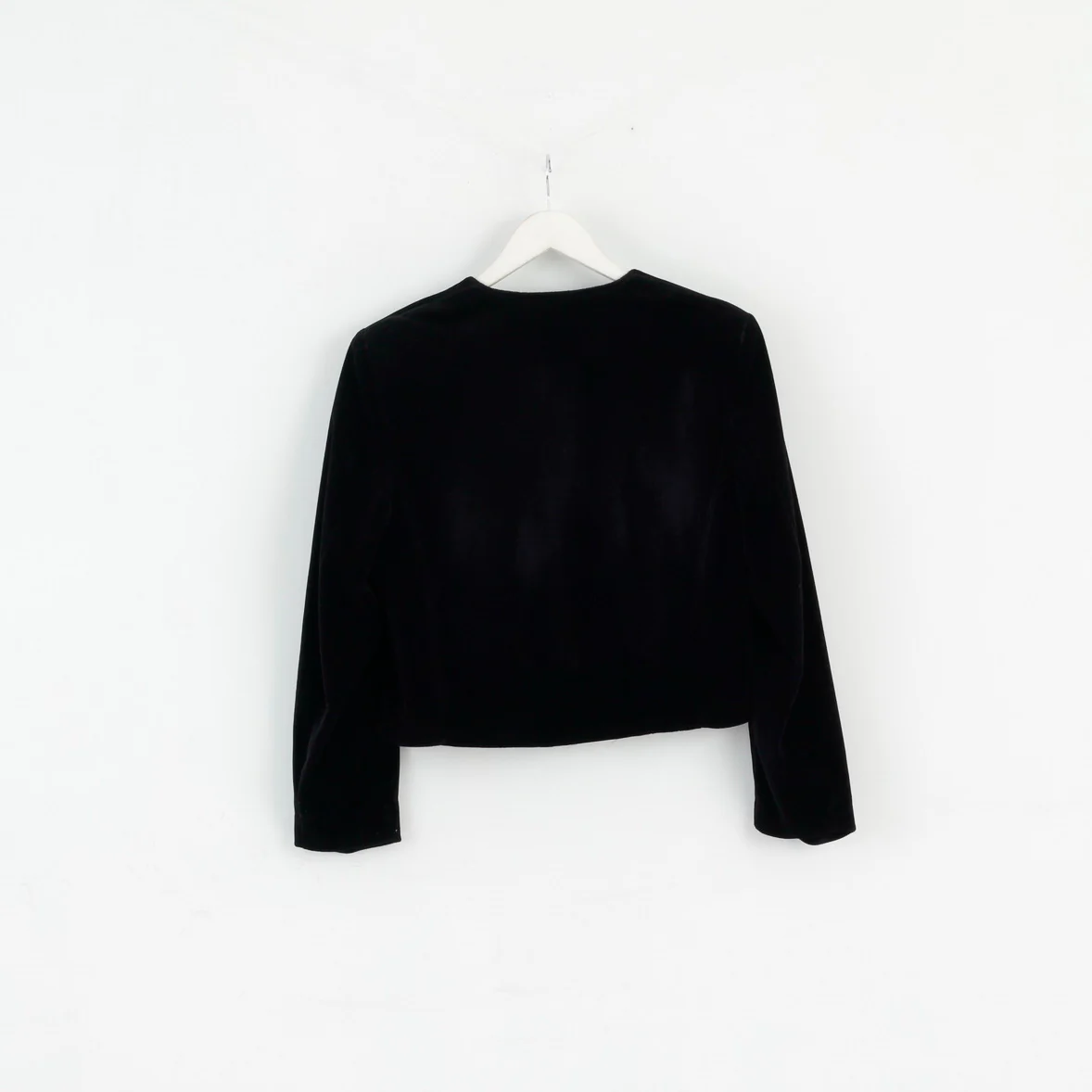 Vintage Women 38 Blazer Black Acetat Shiny Elegant Cropped Jacket Top - Image 5