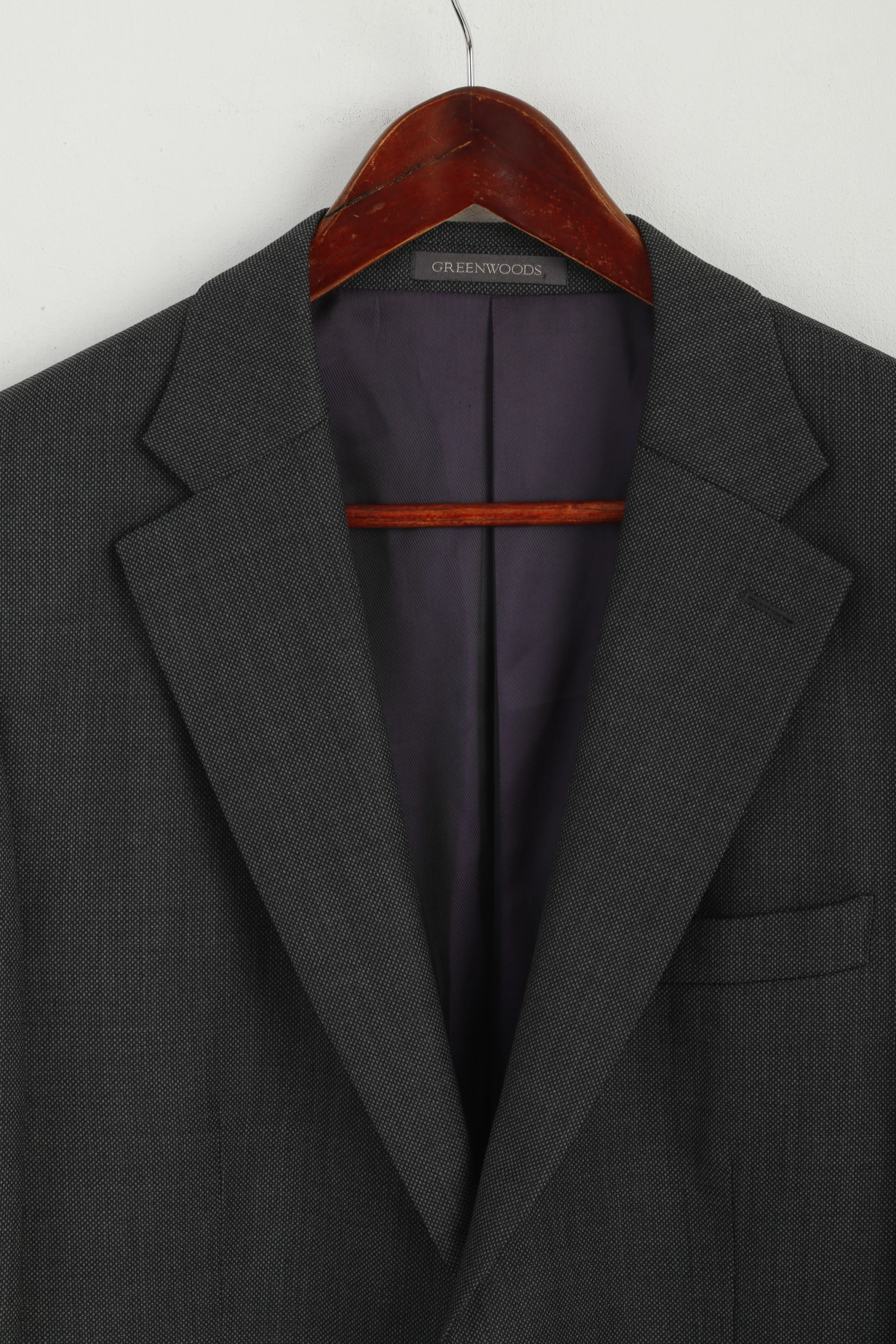 Green Woods Elite Men 40 102cm Blazer Grey Wool Blend Single Breasted Quality Jacket - Image 2