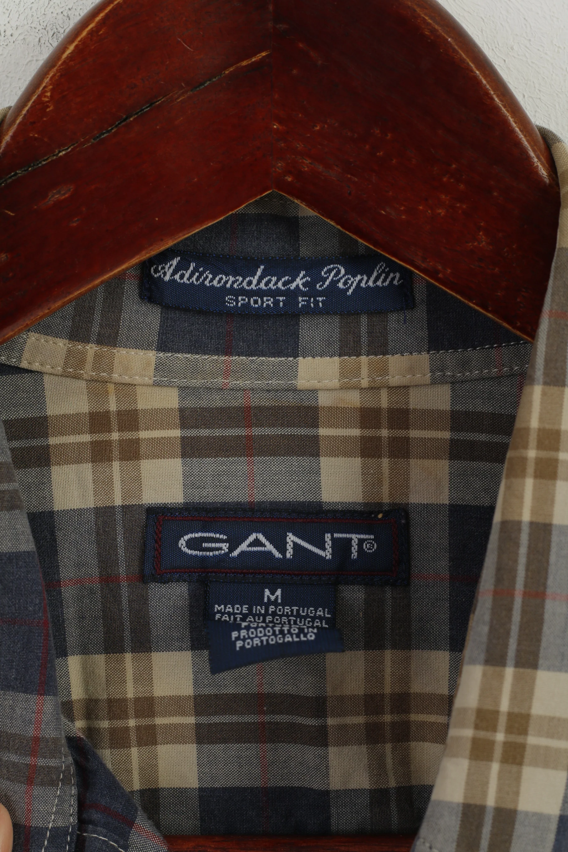 Gant Men M Casual Shirt Blue Check Sport Fit Adirondack Poplin Cotton Long Sleeve Top - Image 6
