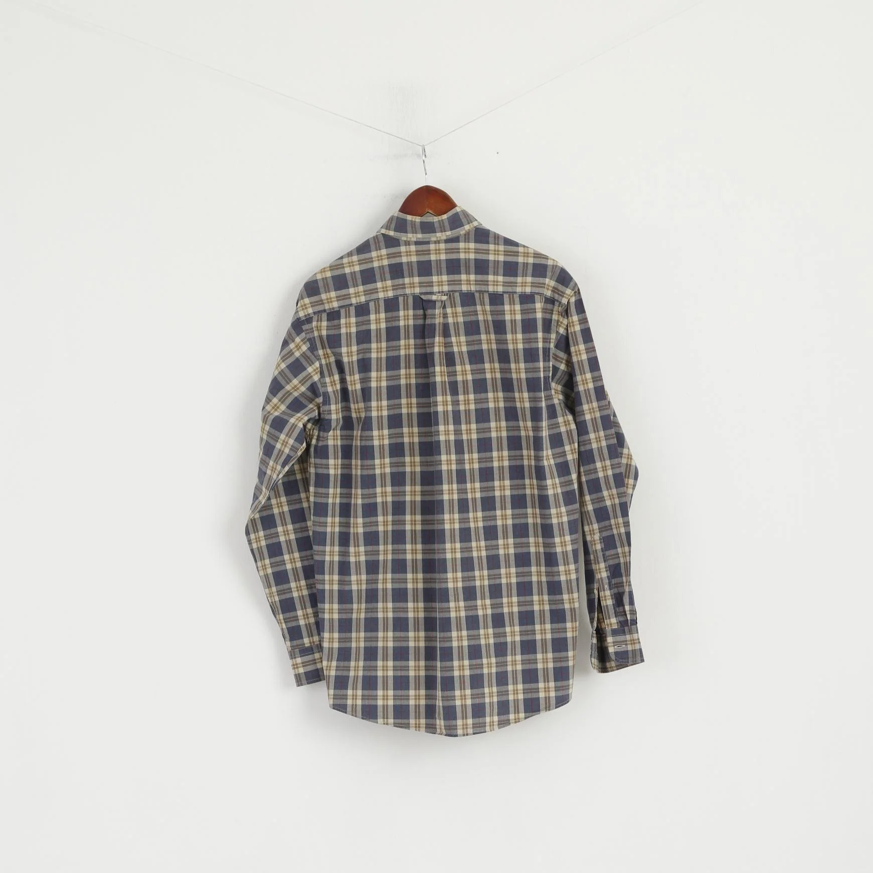 Gant Men M Casual Shirt Blue Check Sport Fit Adirondack Poplin Cotton Long Sleeve Top - Image 8