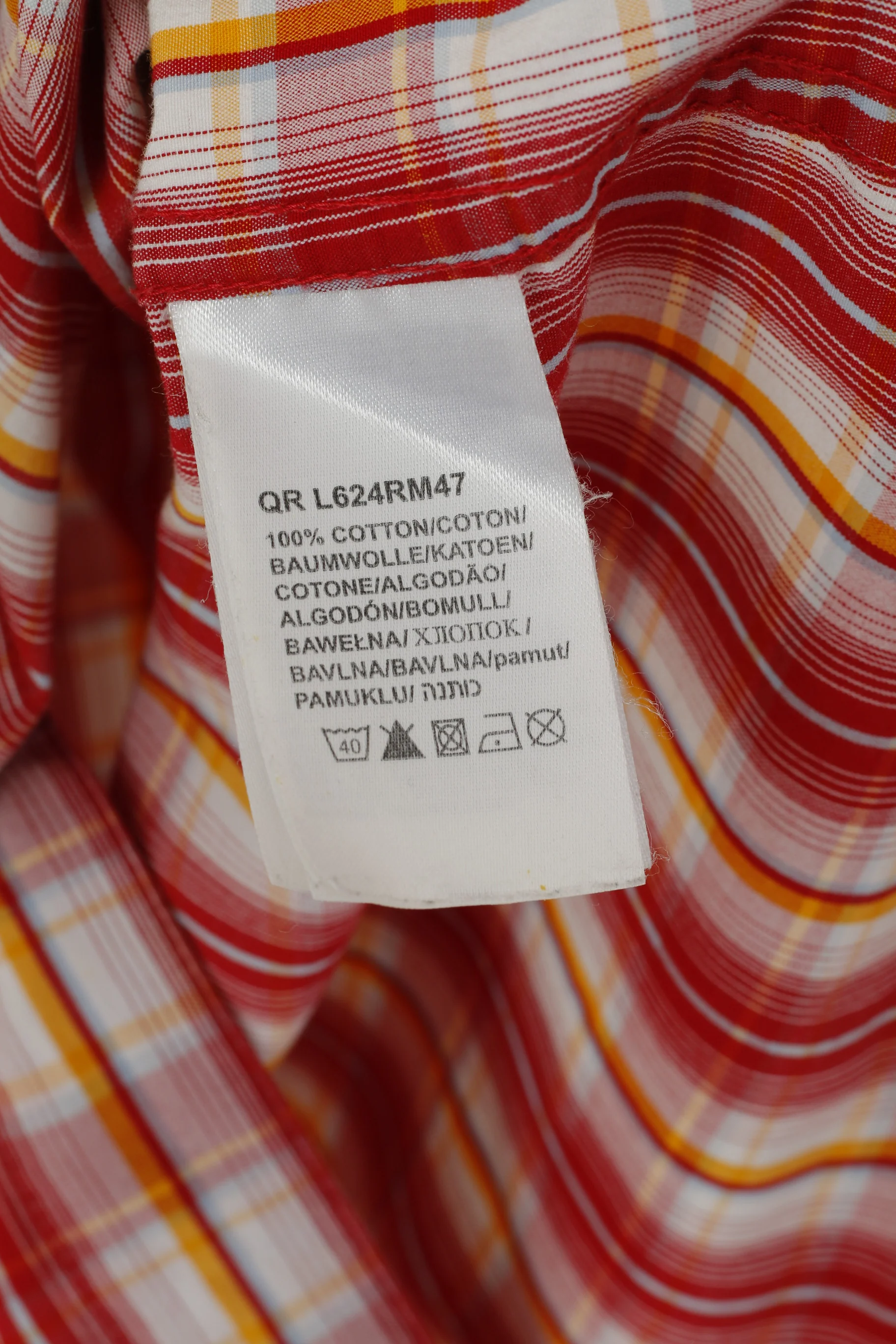 Lee Men XL Casual Shirt Red Cotton Check Popper Buttons Long Sleeve Bull Top - Image 6