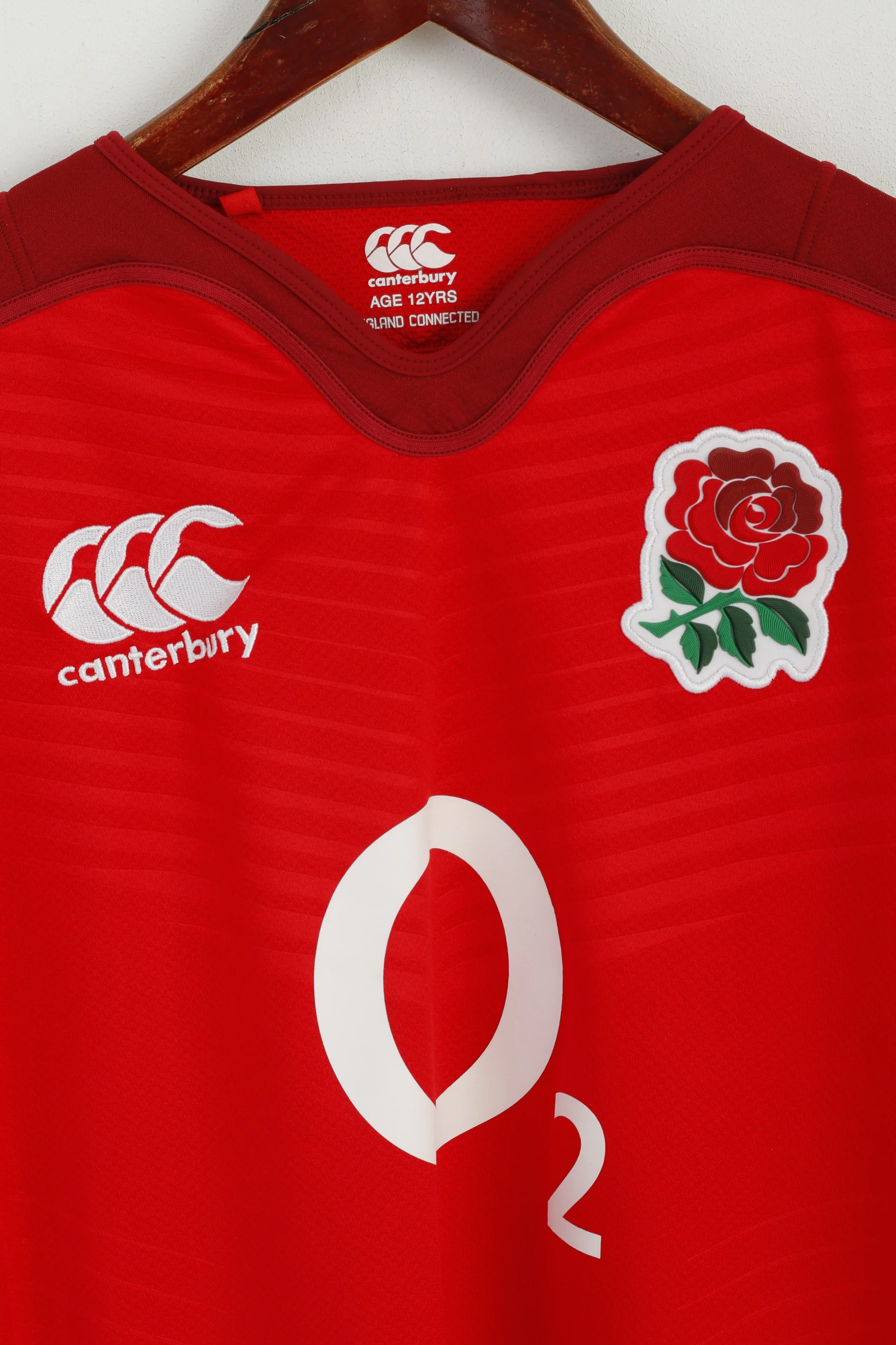 Canterbury Boys 12 Age Shirt Red Rugby O2 England Licensed Jersey Top - Image 2