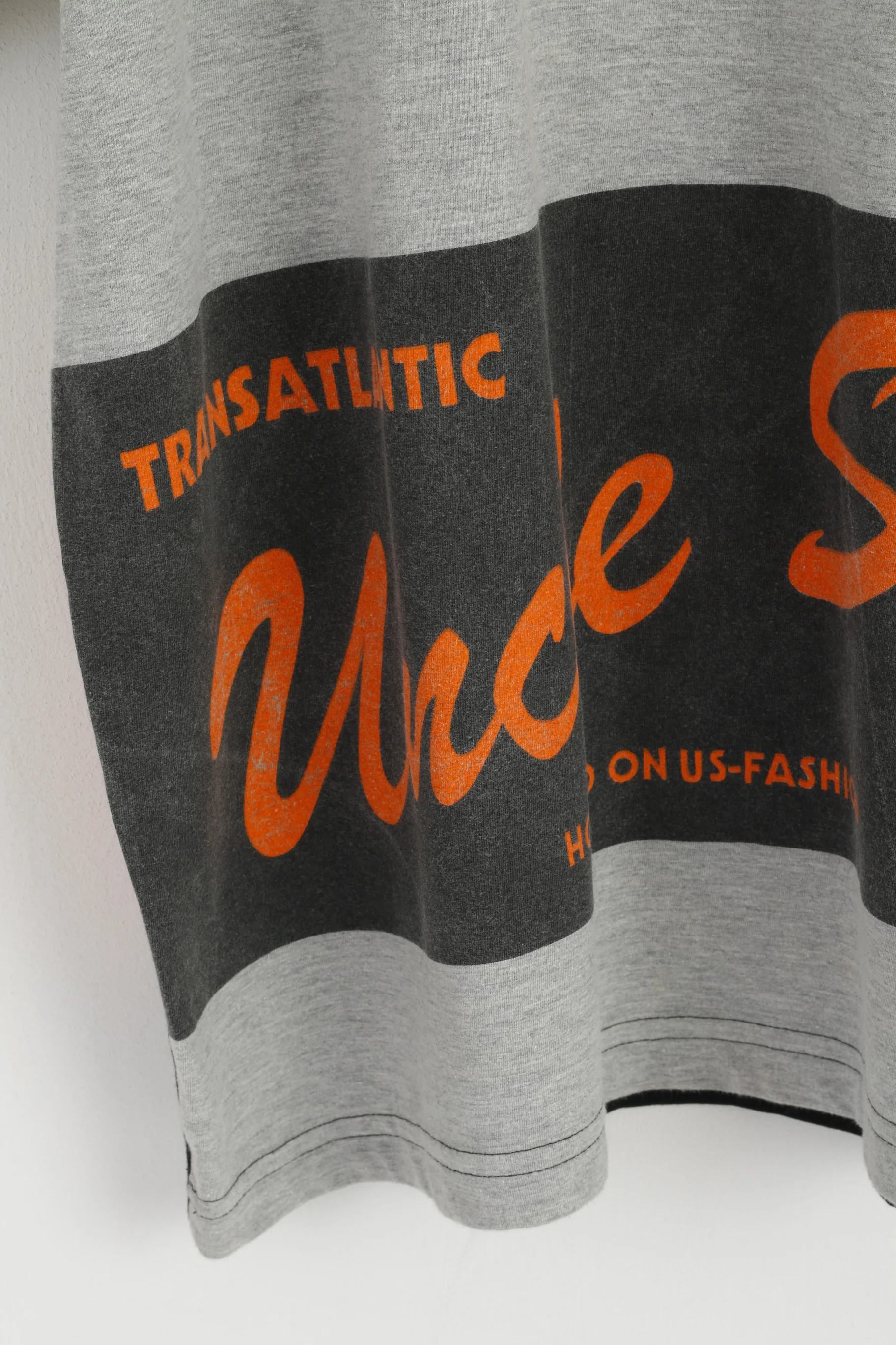 Uncle Sam Men M (L) Shirt Grey Cotton Sportswear Crew Neck Vintage Top - Image 3