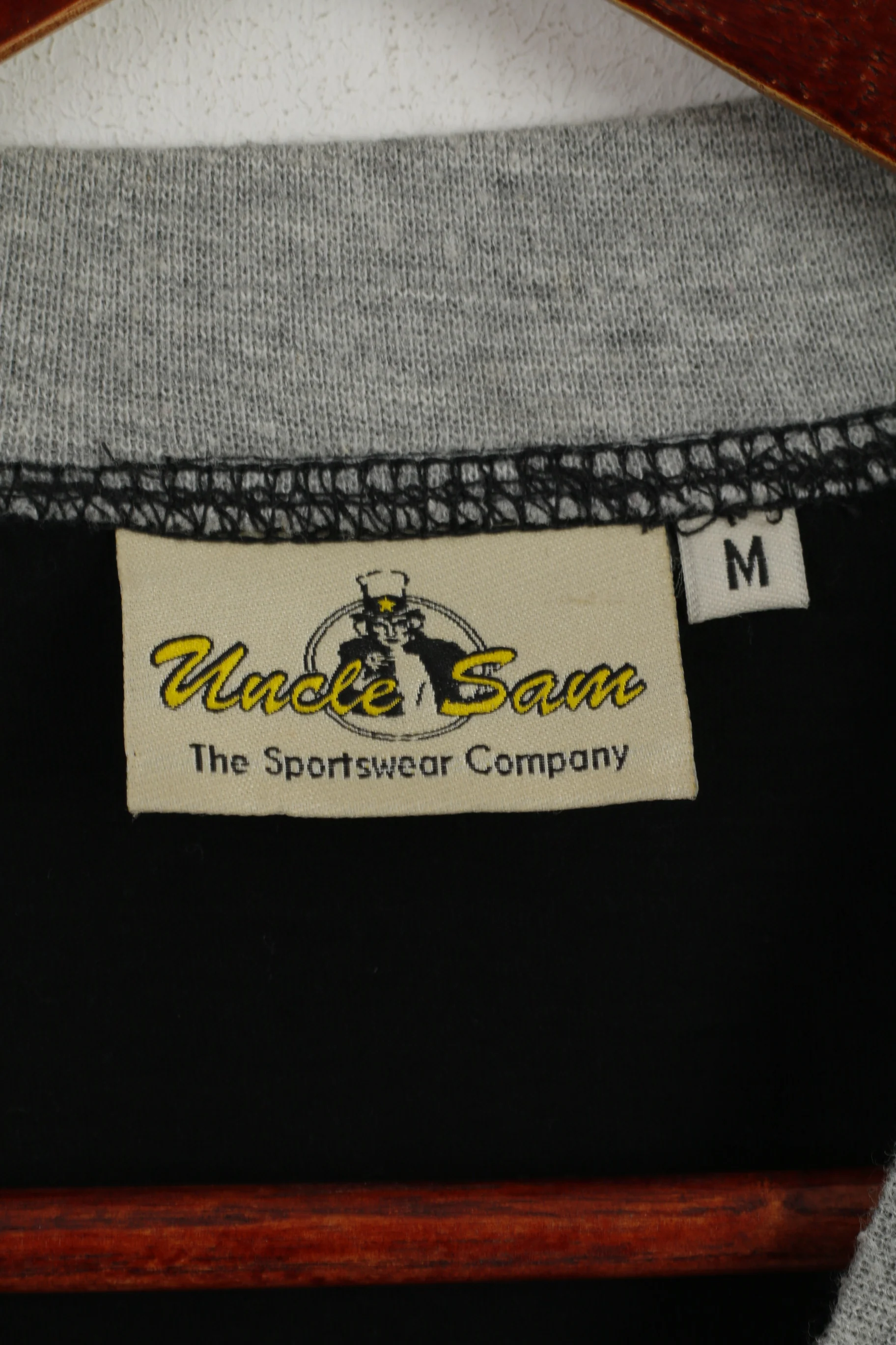 Uncle Sam Men M (L) Shirt Grey Cotton Sportswear Crew Neck Vintage Top - Image 4