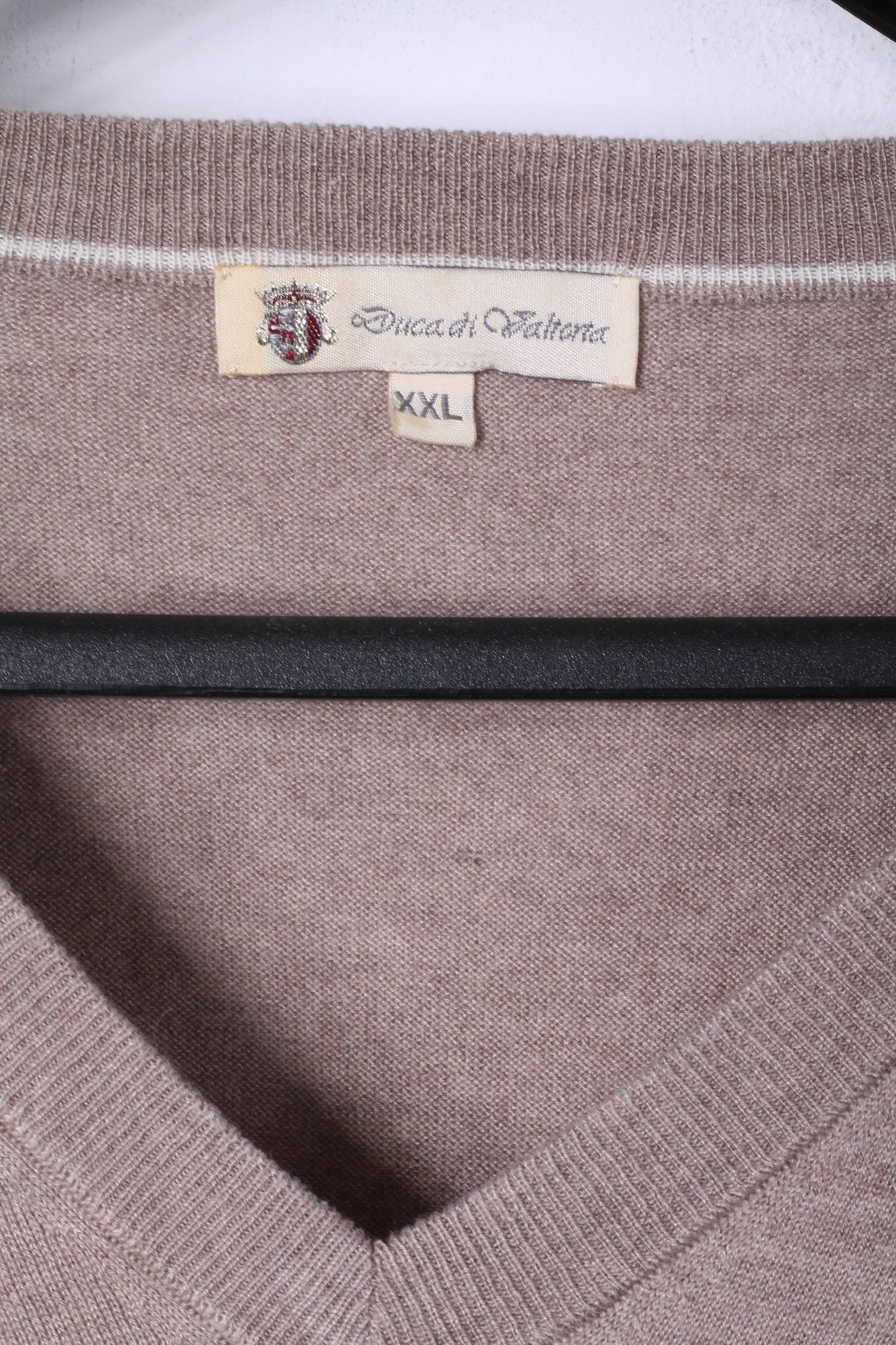 Duca Di Valtorta Mens XXL Jumper Beige Silk Cashmere Soft V Neck Sweater Italy - Image 4