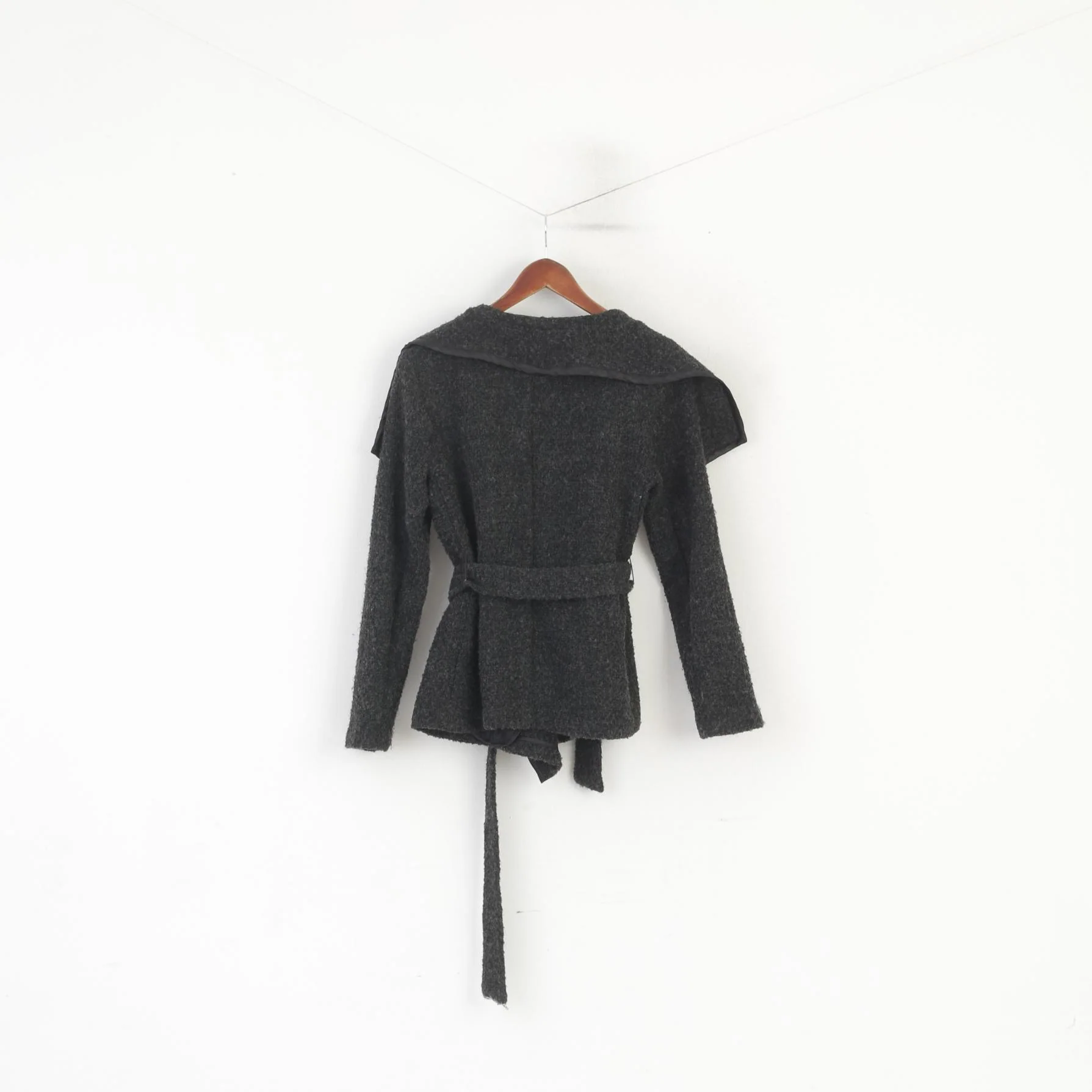 GAP Women S Sweater Dark Gray Cotton Wool Blend Belted Classic Cardigan - Image 6