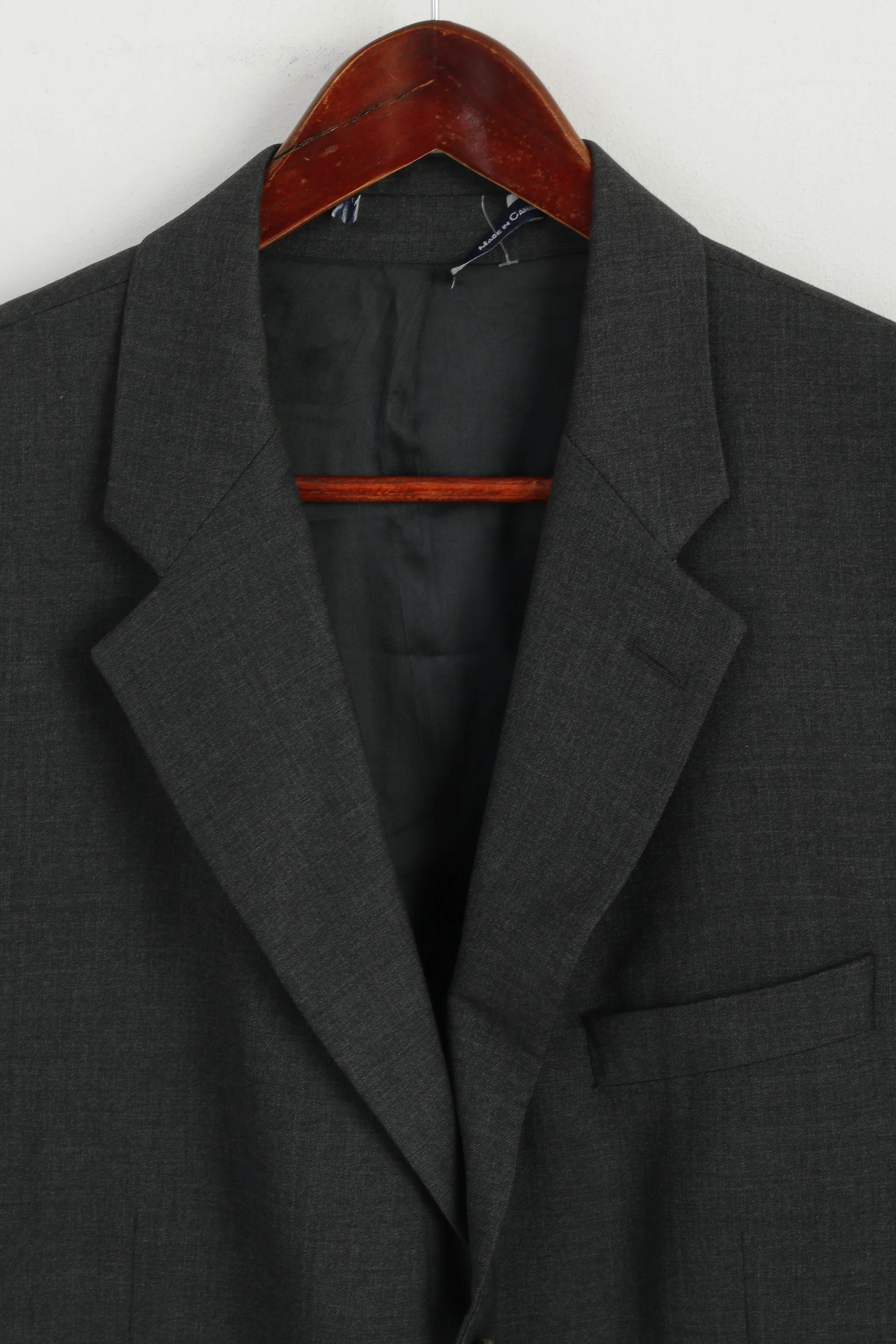 Chaps Ralph Lauren Men 44 L Blazer Dark Grey Wool Cashmere Single Breasted Jacket - Image 2