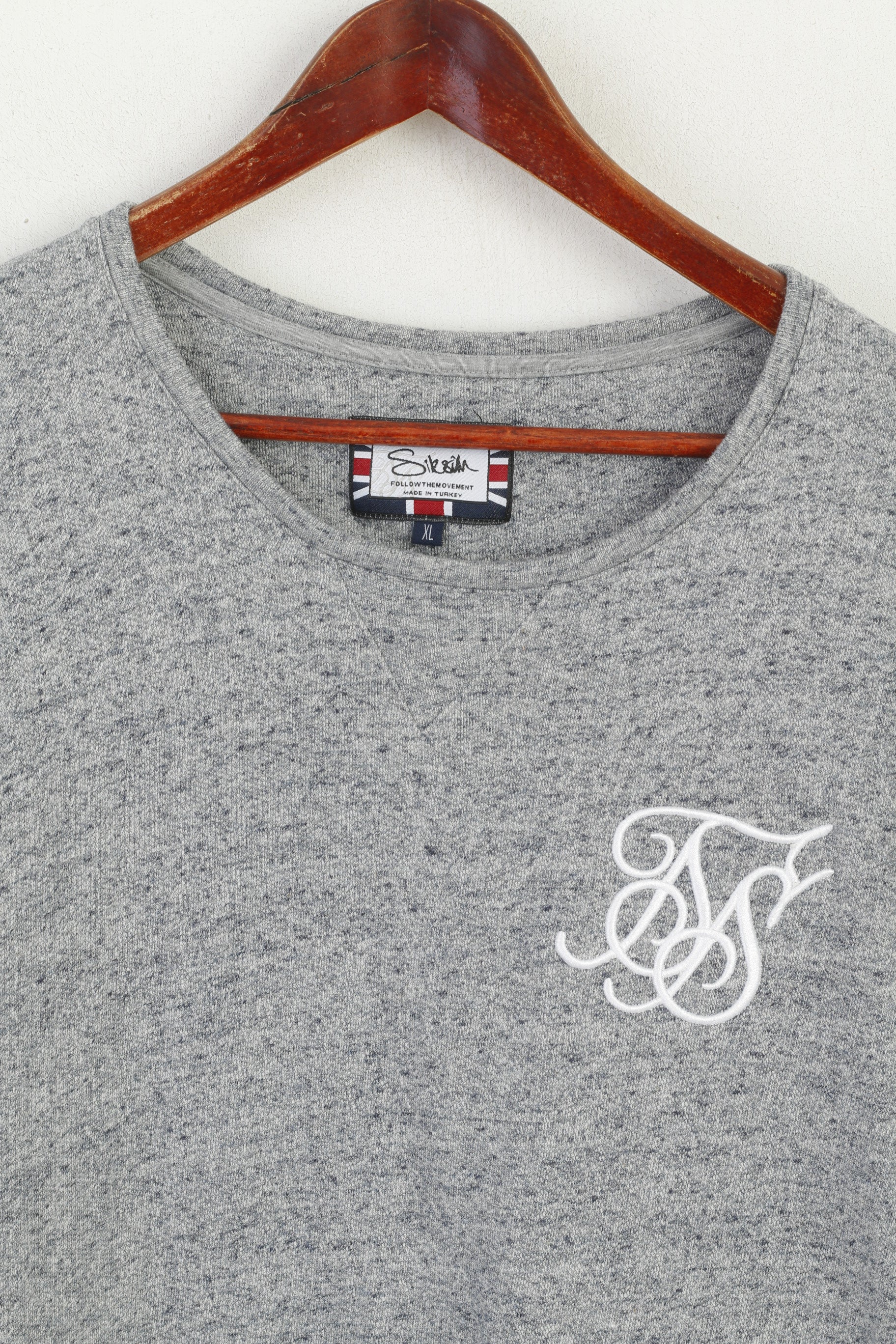 SikSilk Men XL (L) Sweatshirt Gret Cotton Long Stretch Crew Neck Sport Top - Image 2