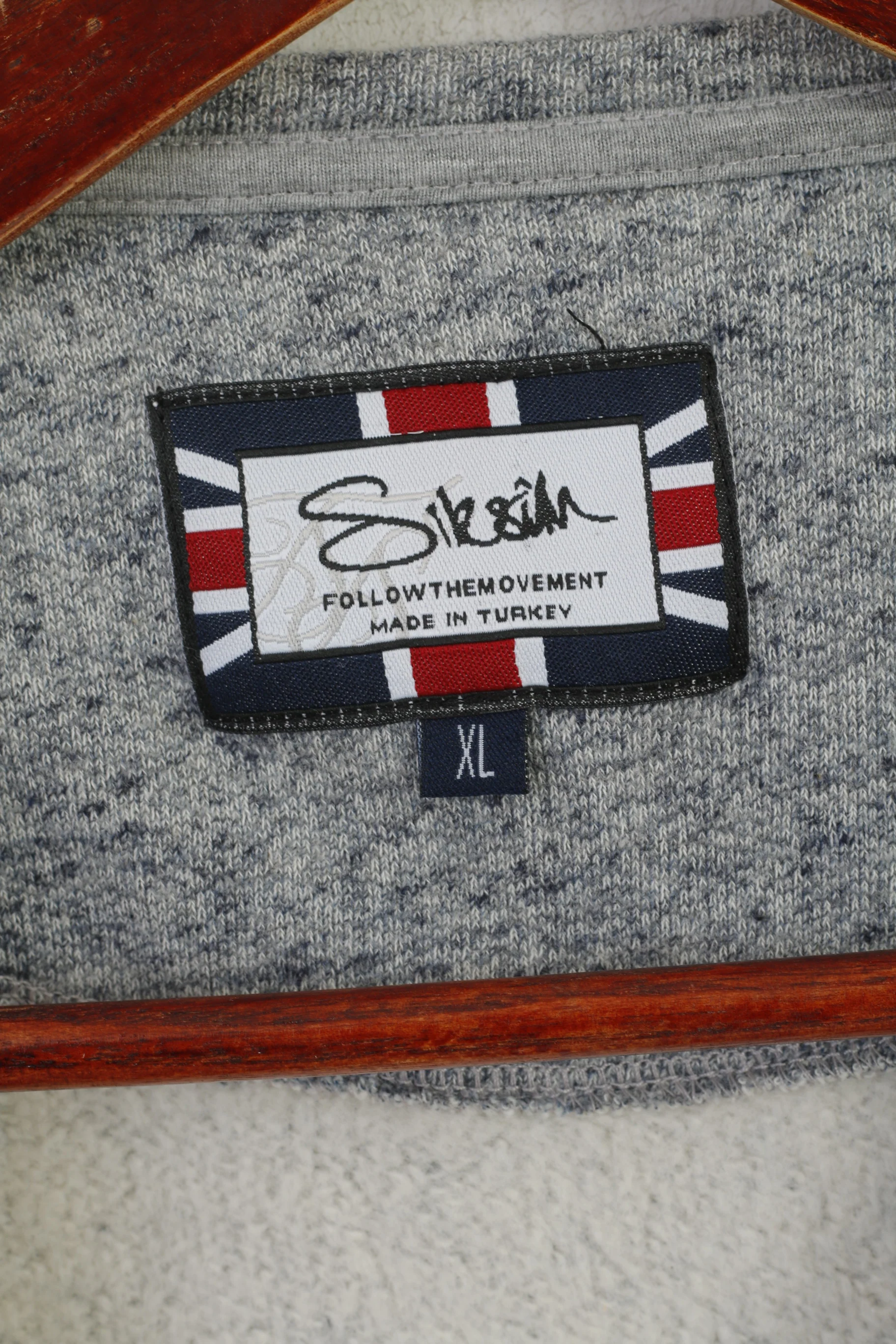 SikSilk Men XL (L) Sweatshirt Gret Cotton Long Stretch Crew Neck Sport Top - Image 4