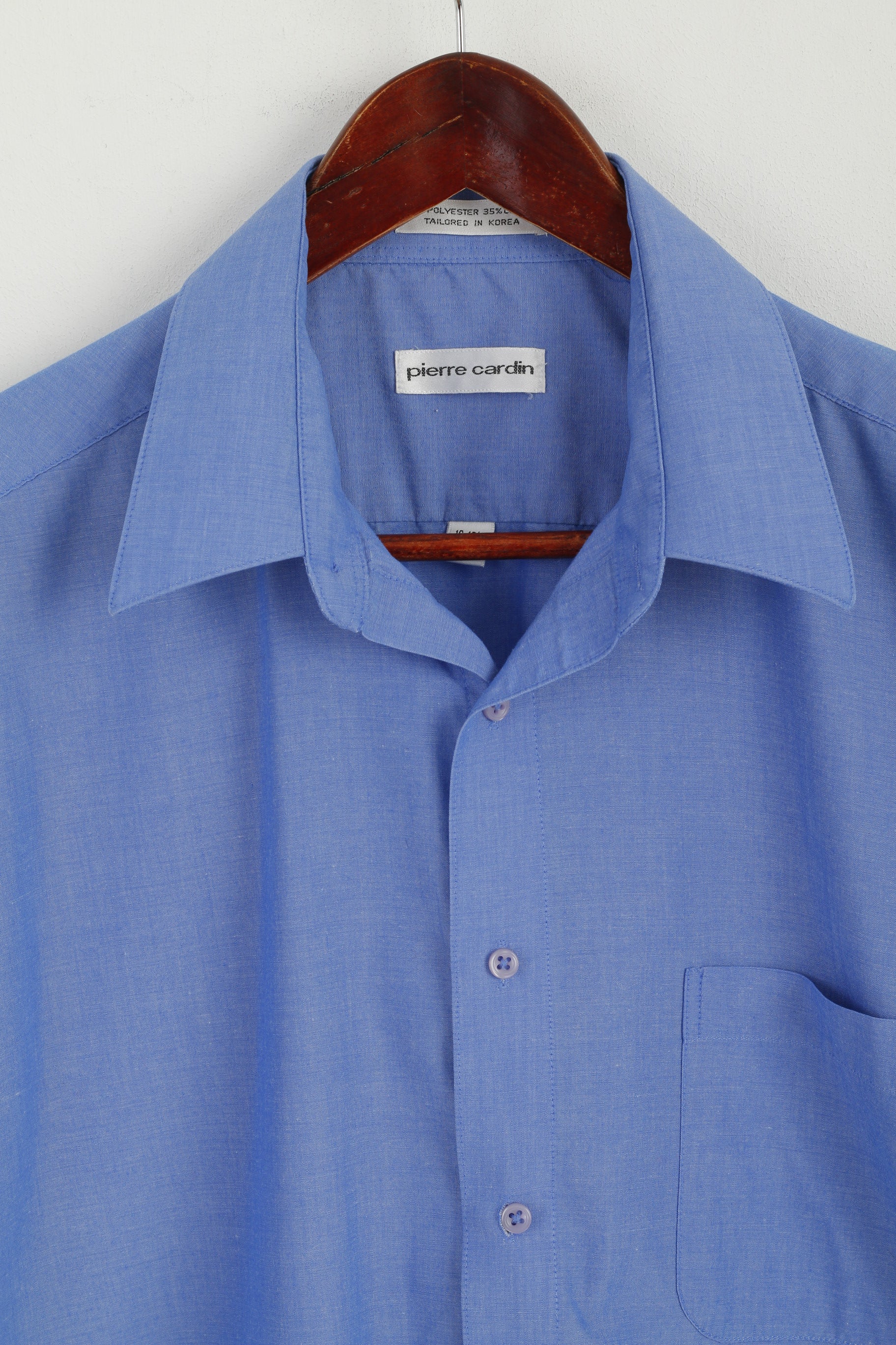 Pierre Cardin Mens 16 32/33 XL Casual Shirt Blue Cotton Pocket Long Sleeve Top - Image 2
