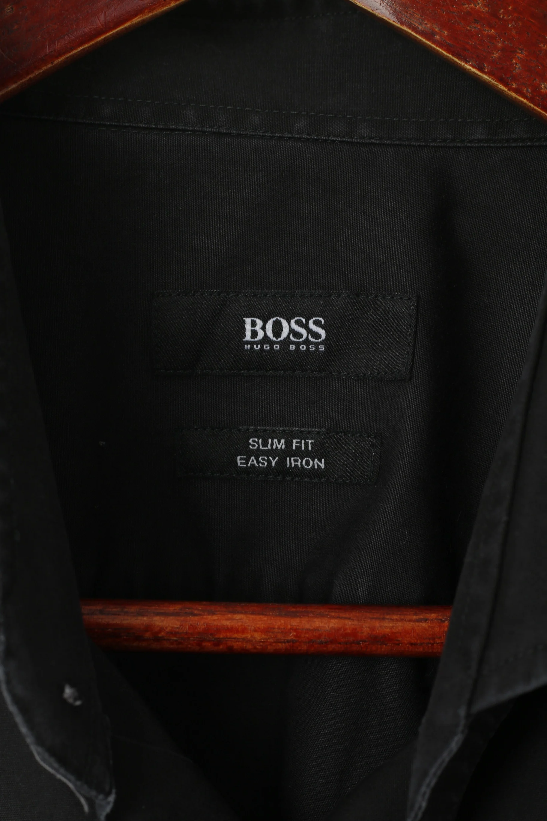 Hugo Boss Men 43 17 M Casual Shirt Black Cotton Slim Fit Long Sleeve Top - Image 4
