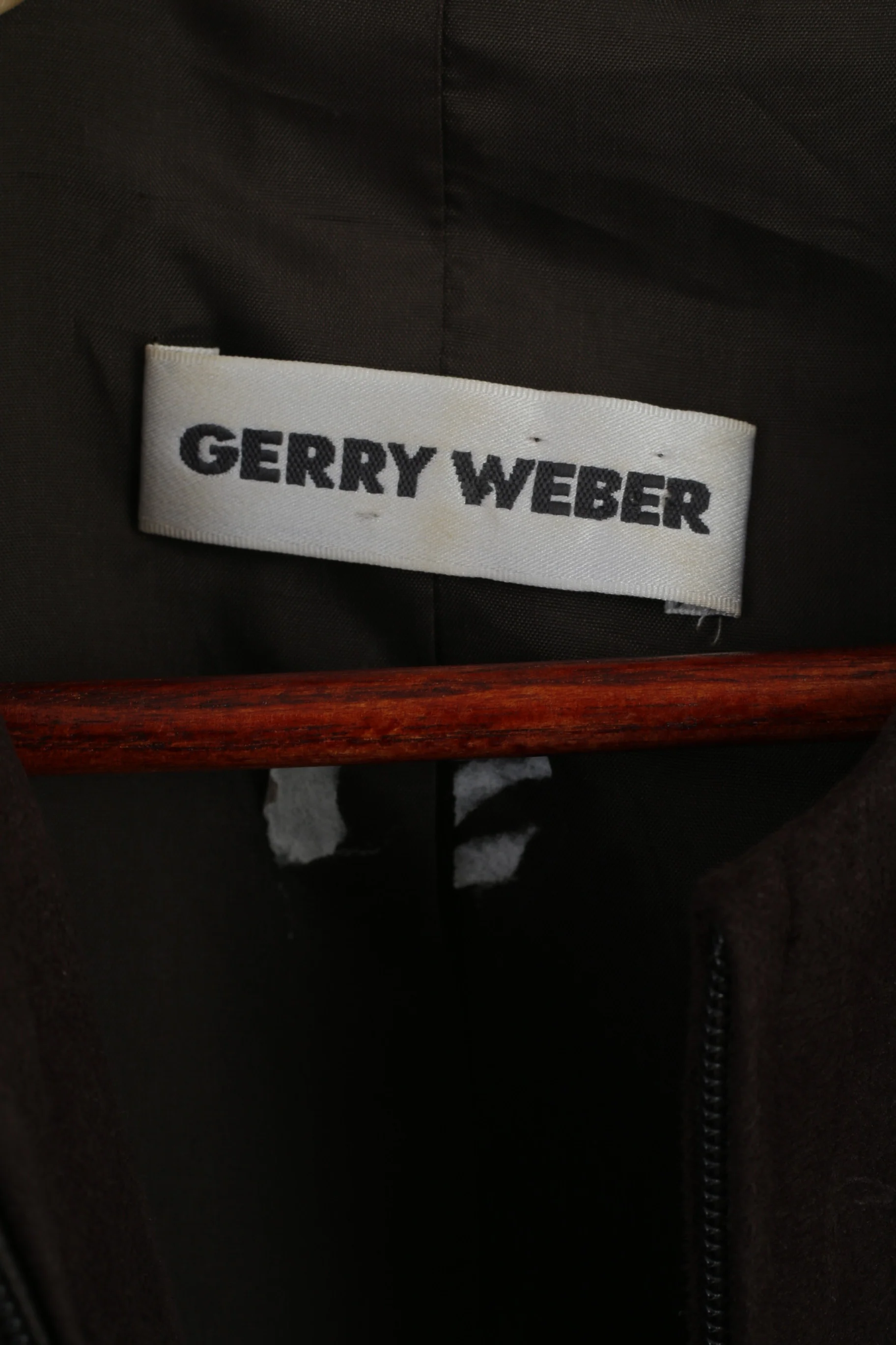 Gerry Weber Women's Jacket 42 Brown With Shoulder Pads Two Inside Pockets Zippered - Image 4