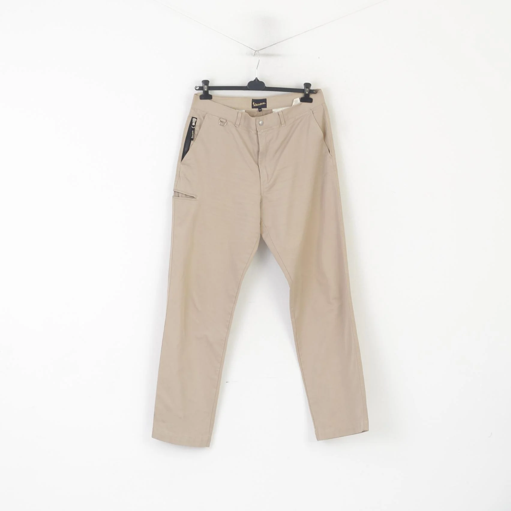 Vespa Men 36 52 Trousers Beige 100% Cotton Straight Leg Classic Made in Italy Pants - Image 2