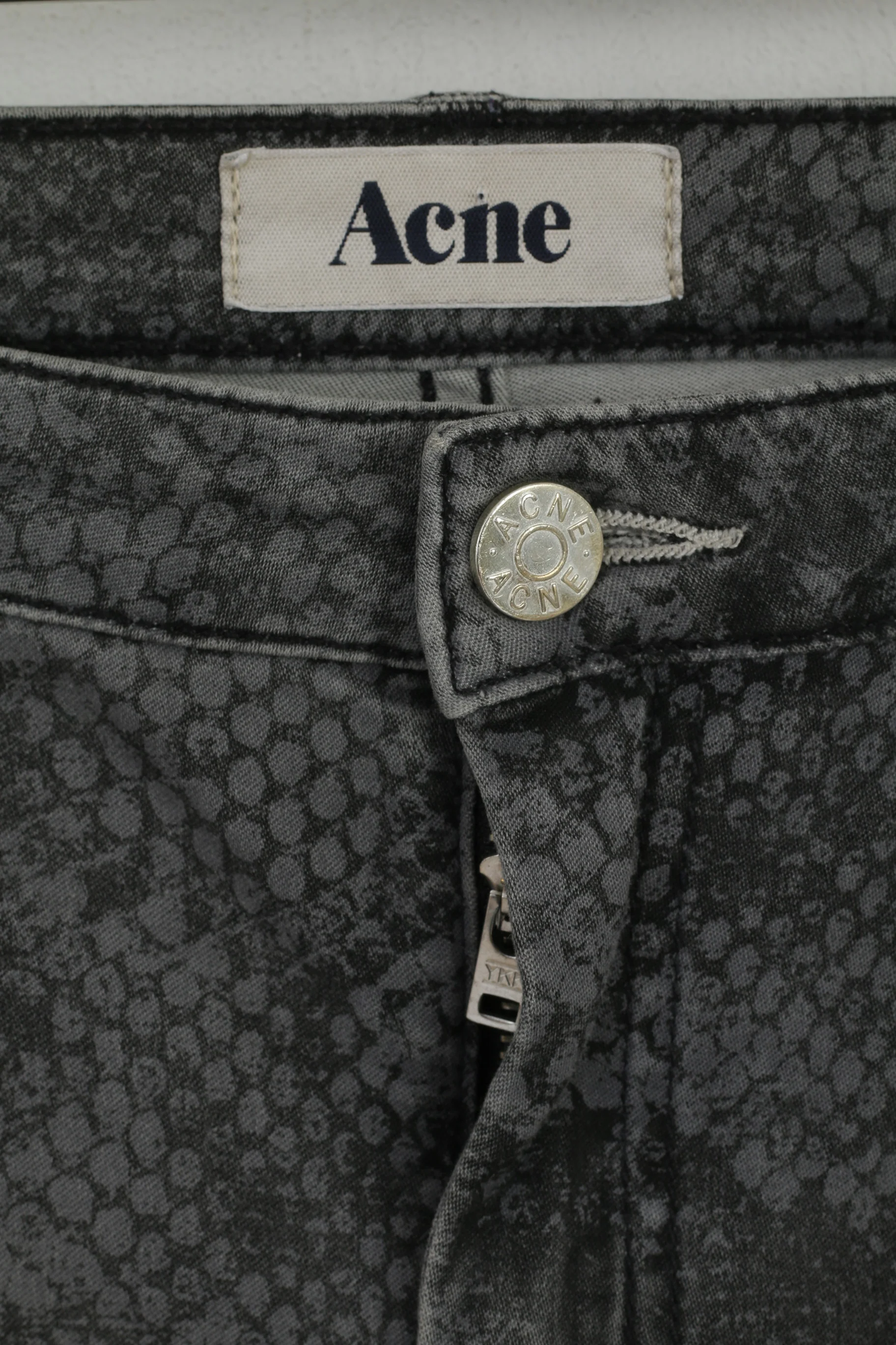 Acne Women 38 Trousers Gray Denim Pants Snake Pattern On A Daily Basic Denim - Image 2
