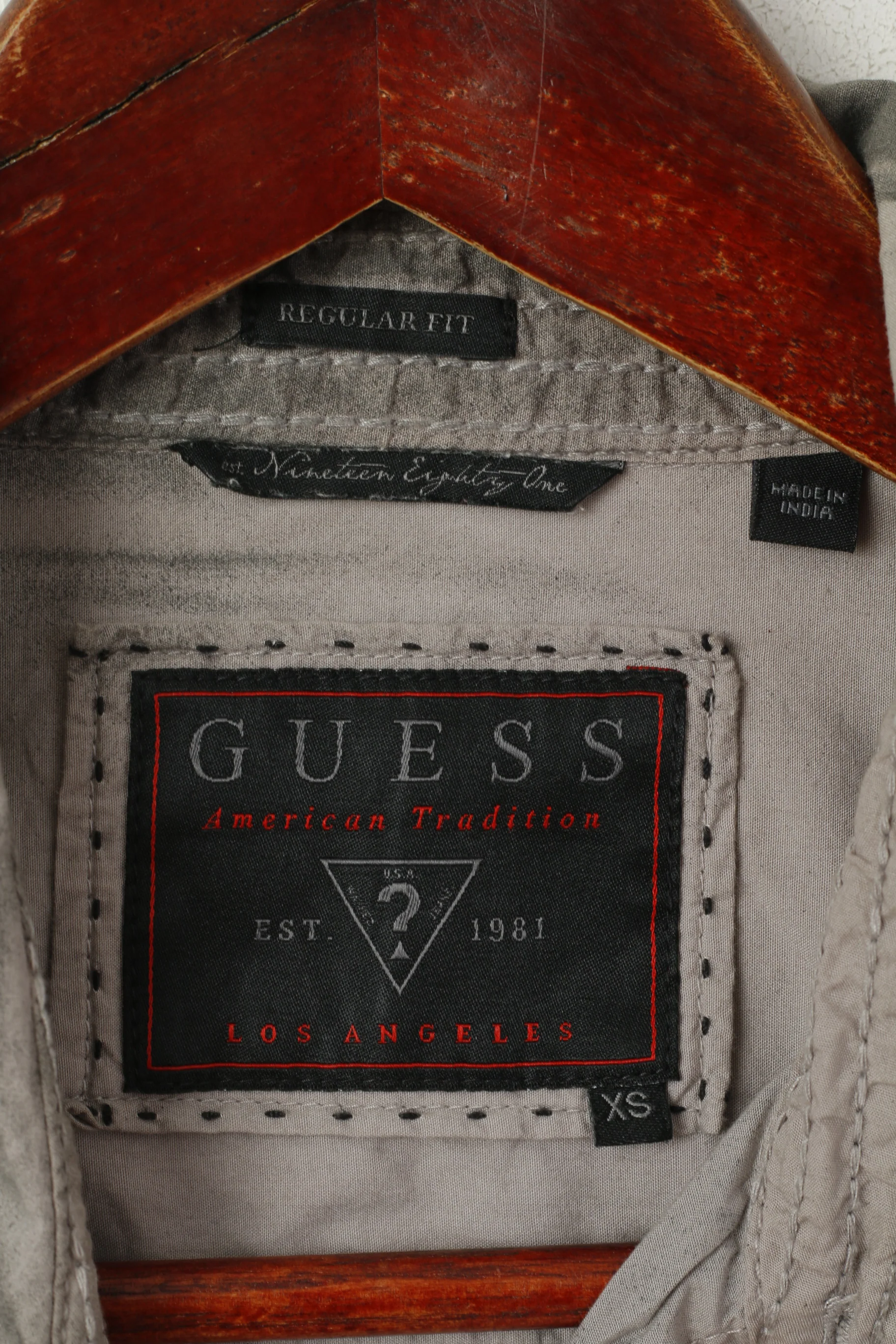 Guess Men XS Casual Shirt Gray Regular Fit Washed Look Long Sleeve Top - Image 4