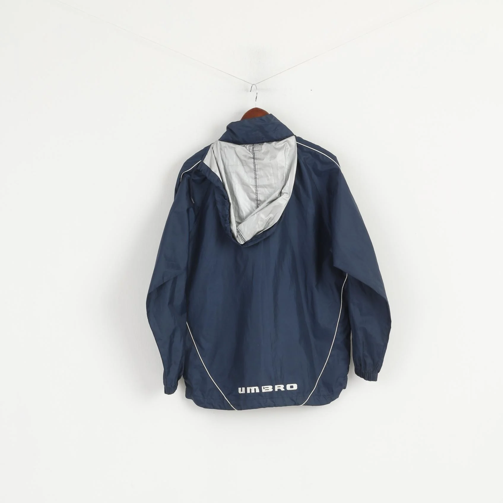 Umbro Men S Jacket Navy Lightweight Hooded Full Zipper Activewear Top - Image 6