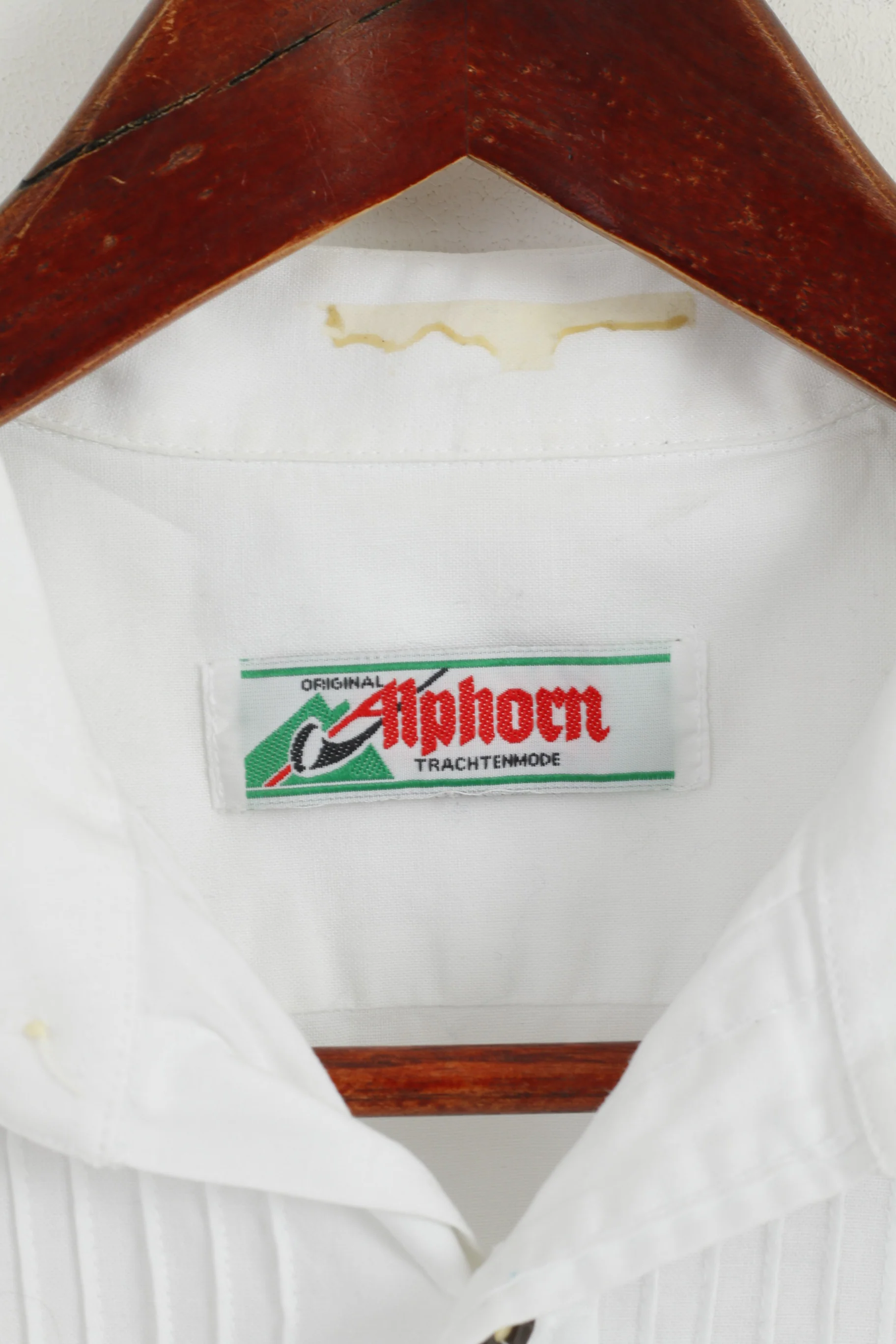 Alphorn Trachtenmode Men L Casual Shirt White Cotton Long Sleeve Tyrol Top - Image 4
