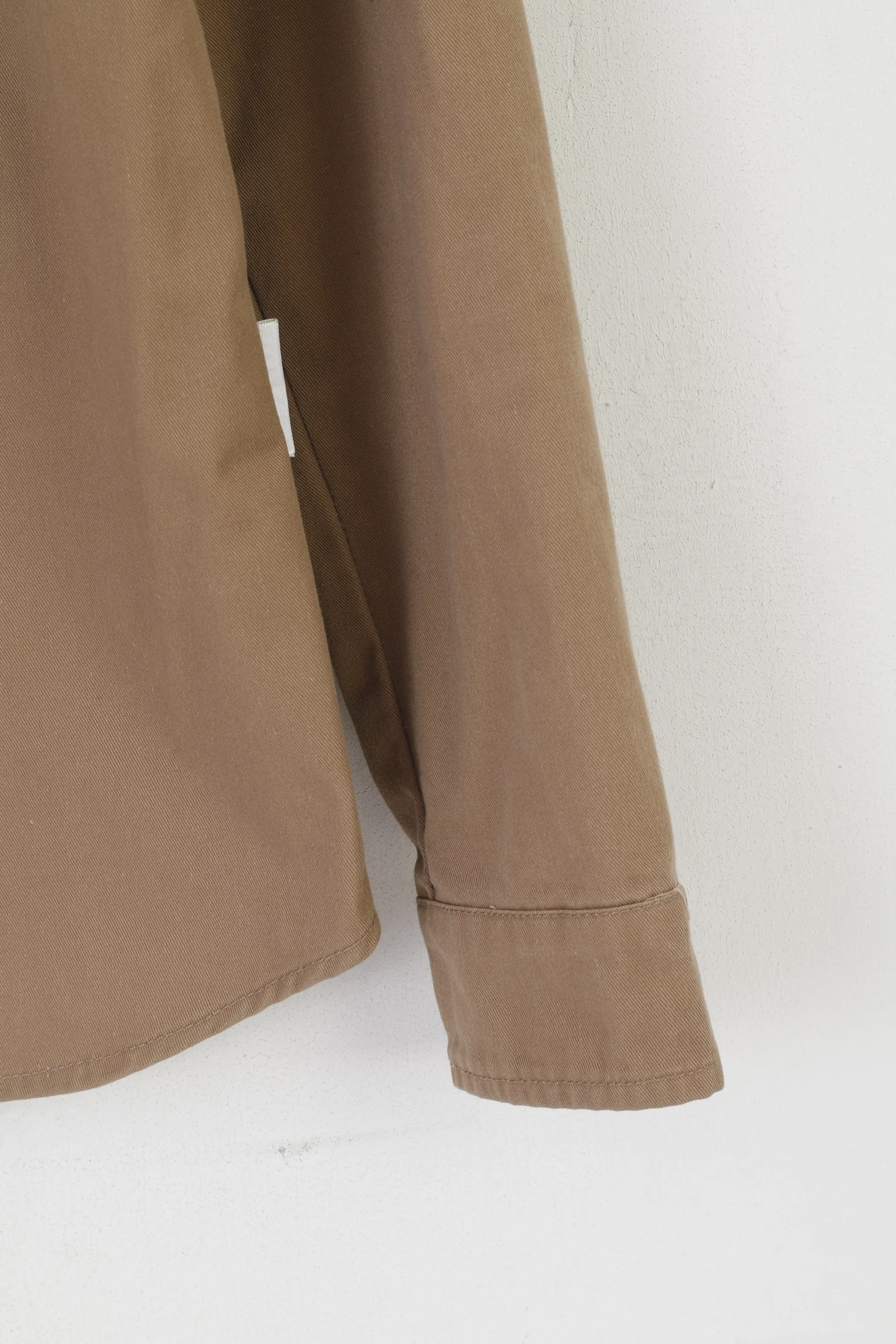 Humor Men M Casual Shirt Brown Cotton Long Sleeve Snaps Pockets Heavy Top - Image 3
